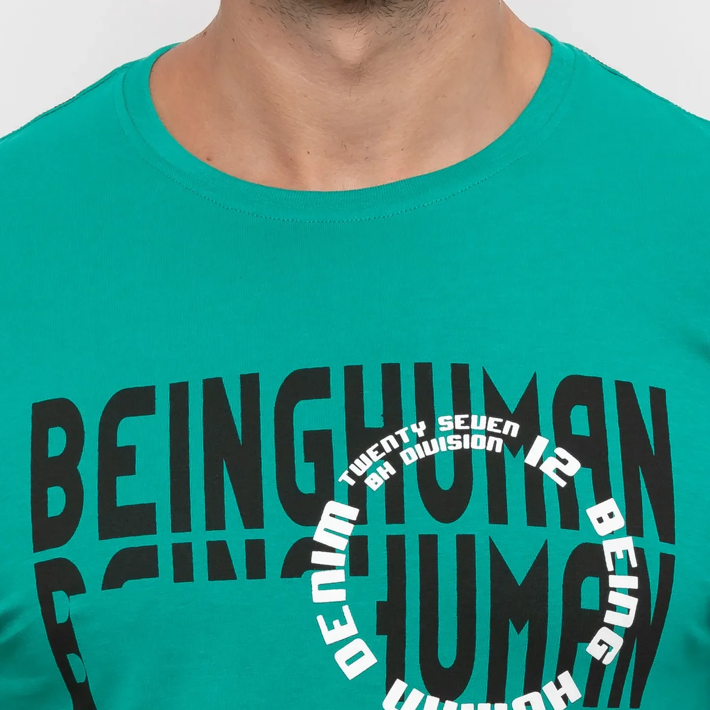 Deep Green Regular Fit Round Neck Men's T-Shirt by Being Human Clothing - Image 5