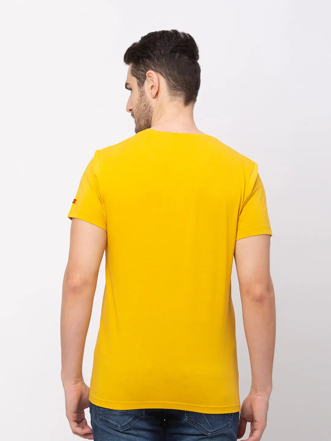 Deep Ocher Regular Fit Round Neck Men's T-Shirt by Being Human Clothing - Image 5