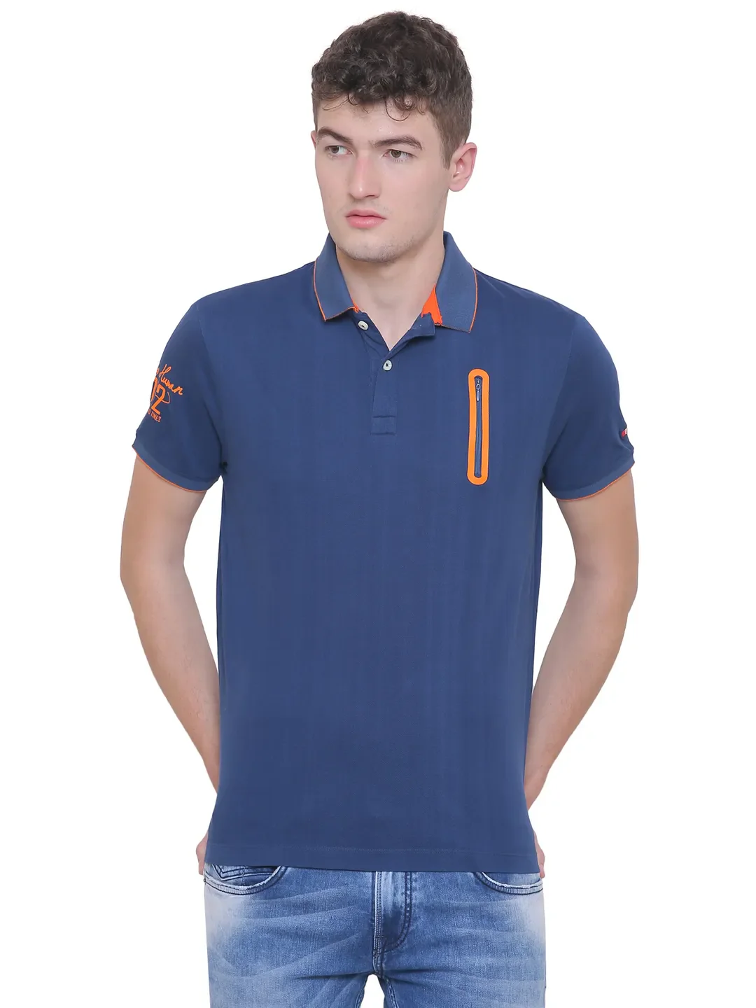 Blue Regular Fit Men's Polo T-Shirt by Being Human Clothing - Image 2