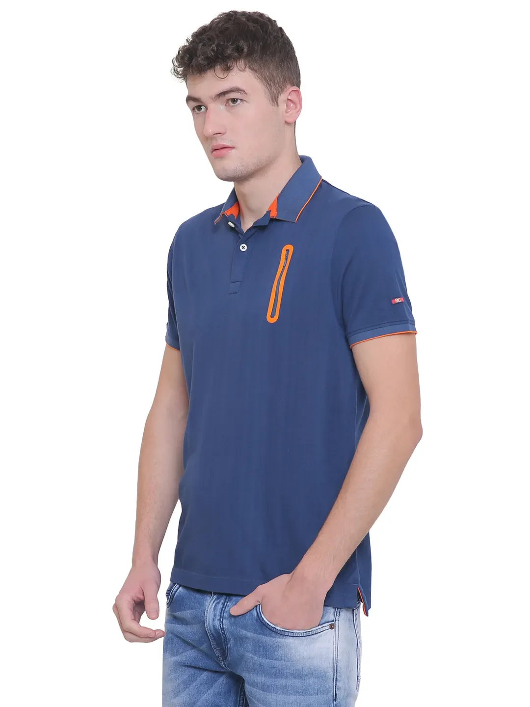 Blue Regular Fit Men's Polo T-Shirt by Being Human Clothing - Image 3