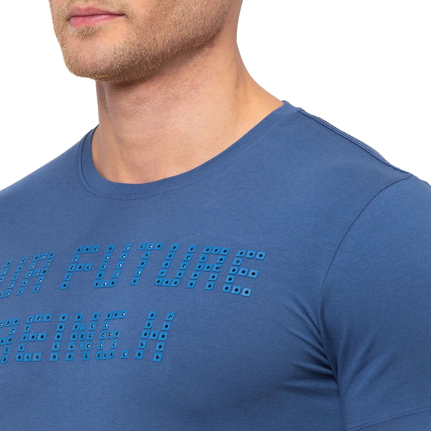 Blue Regular Fit Men's Short Sleeves T-Shirt by Being Human Clothing - Image 3
