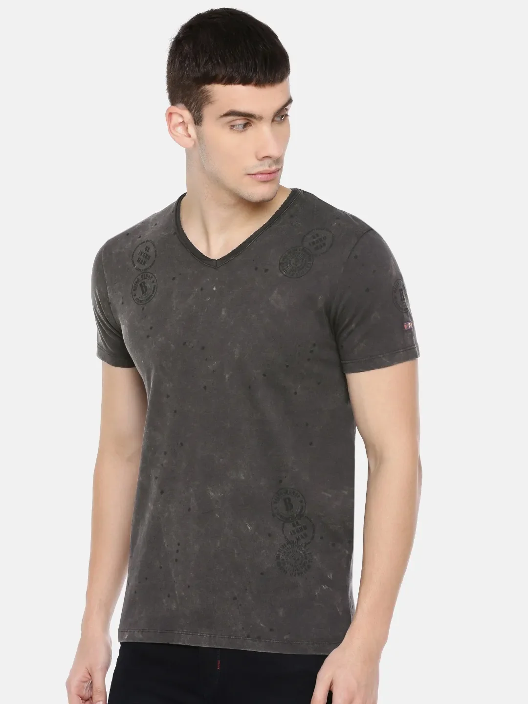 Grey Regular Fit Men's Short Sleeves T-Shirt by Being Human Clothing - Image 2