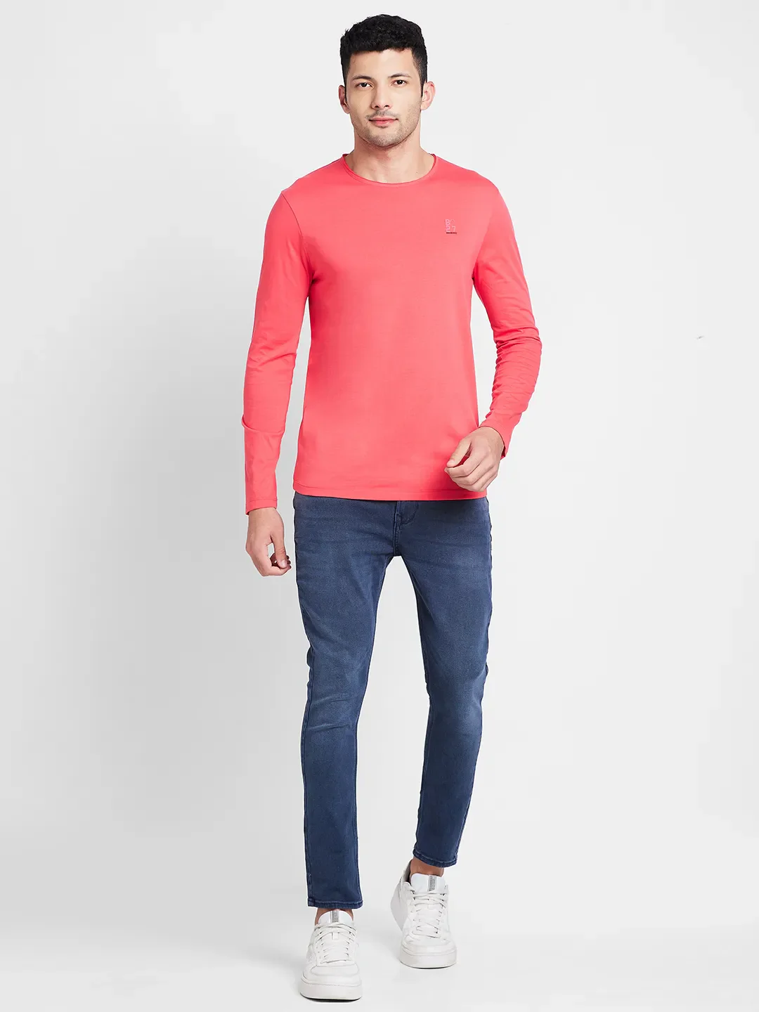 Dark Coral Regular Fit Round Neck Men's T-Shirt by Being Human Clothing - Image 2