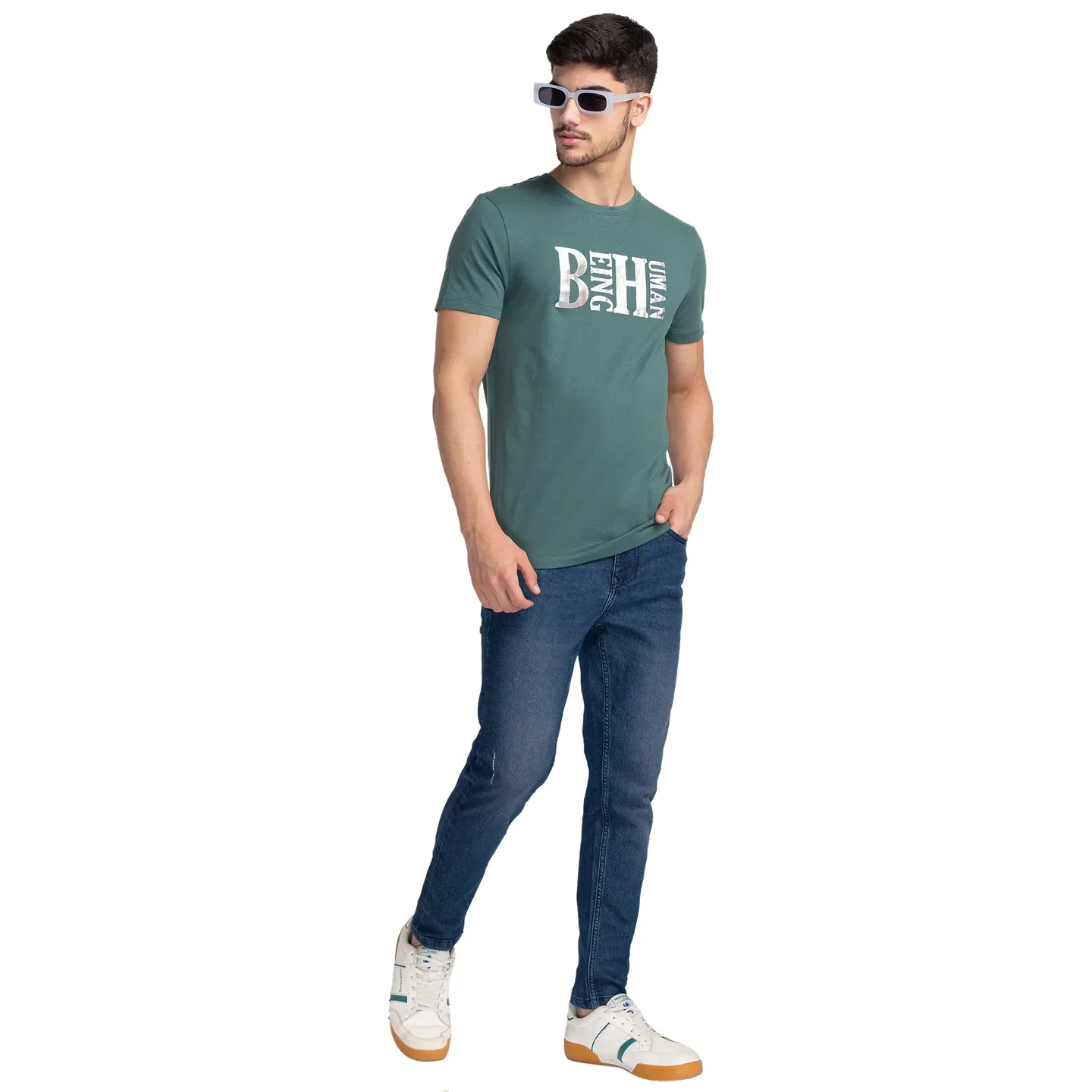 Green Regular Fit Men's Short Sleeves T-Shirt by Being Human Clothing - Image 6