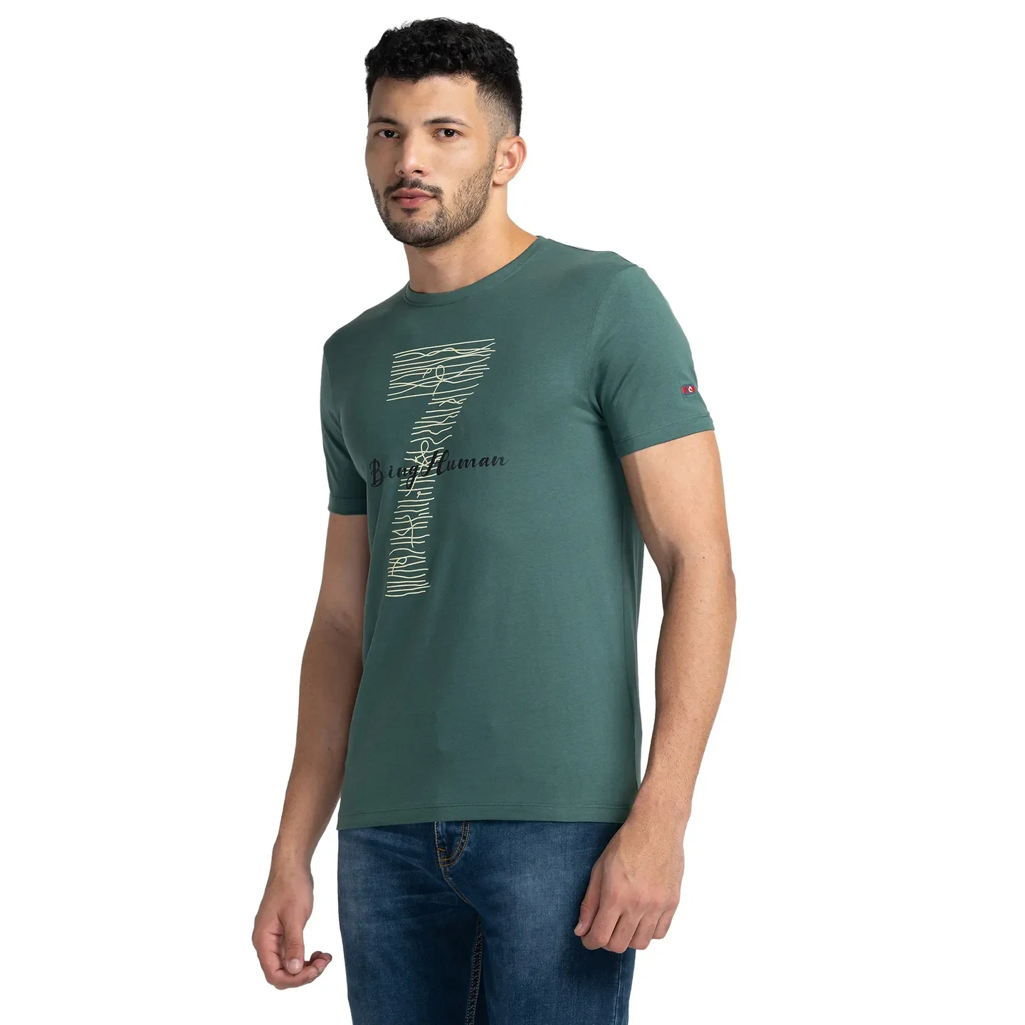 Green Regular Fit Men's Short Sleeves T-Shirt by Being Human Clothing - Image 4