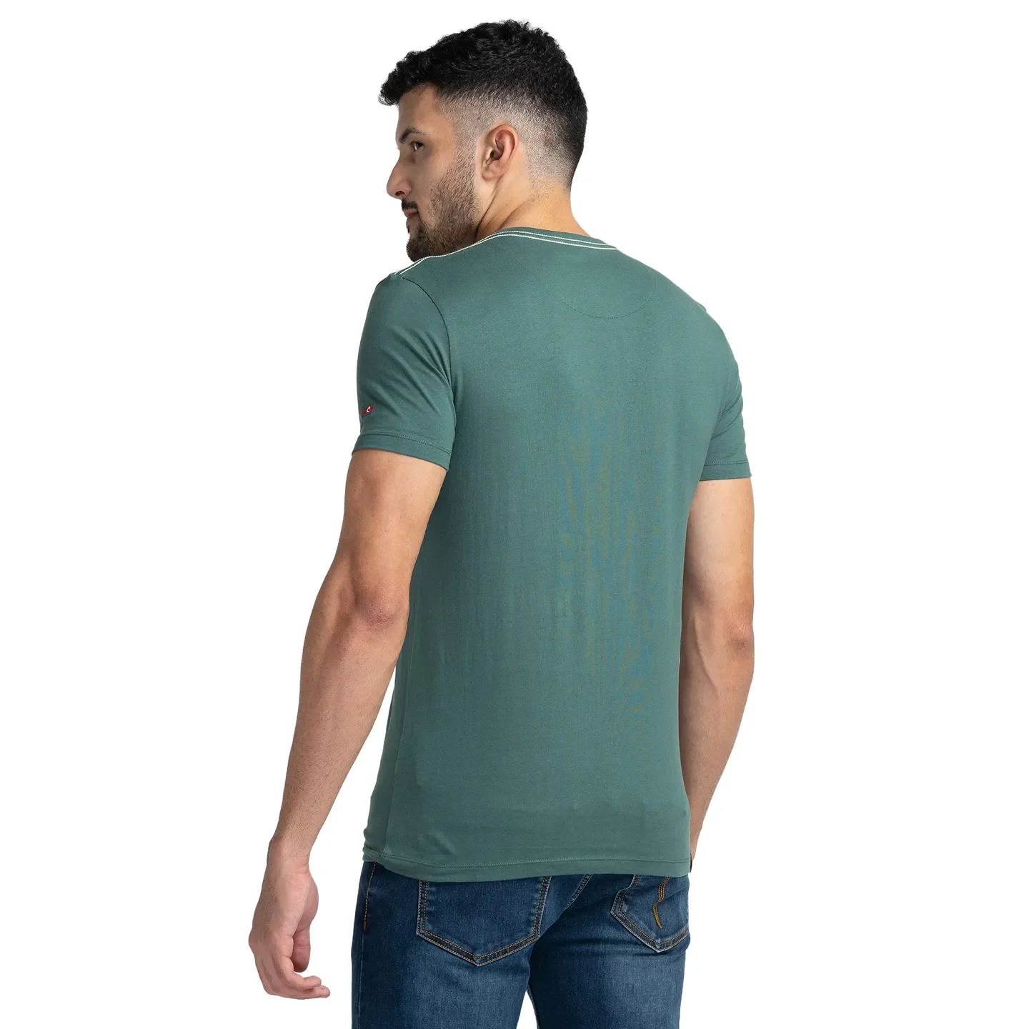 Green Regular Fit Men's Short Sleeves T-Shirt by Being Human Clothing - Image 3