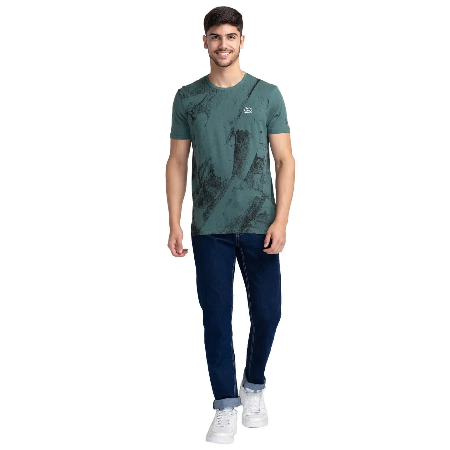 Green Regular Fit Men's Short Sleeves T-Shirt by Being Human Clothing - Image 2