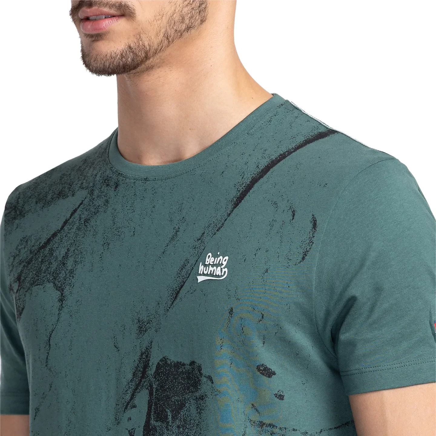 Green Regular Fit Men's Short Sleeves T-Shirt by Being Human Clothing - Image 5