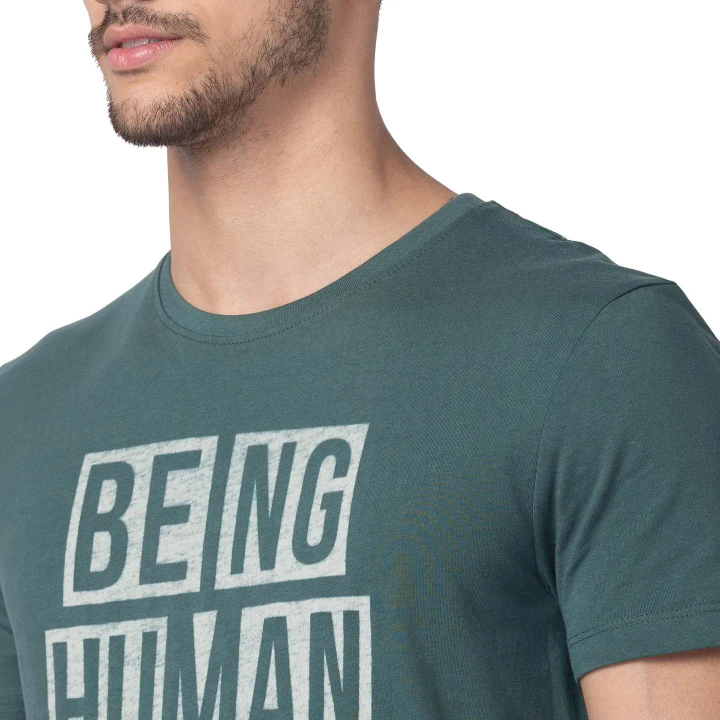Green Regular Fit Men's Short Sleeves T-Shirt by Being Human Clothing - Image 4