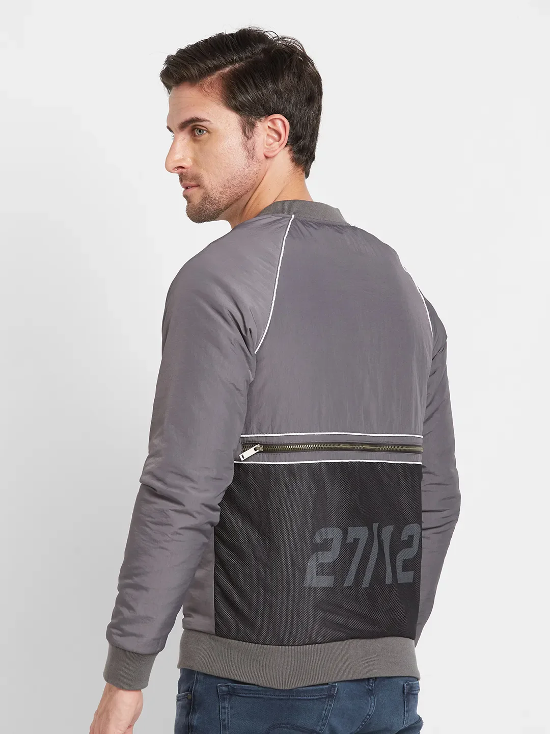 Grey Regular Fit Men's Long Sleeves T-Shirt by Being Human Clothing - Image 3