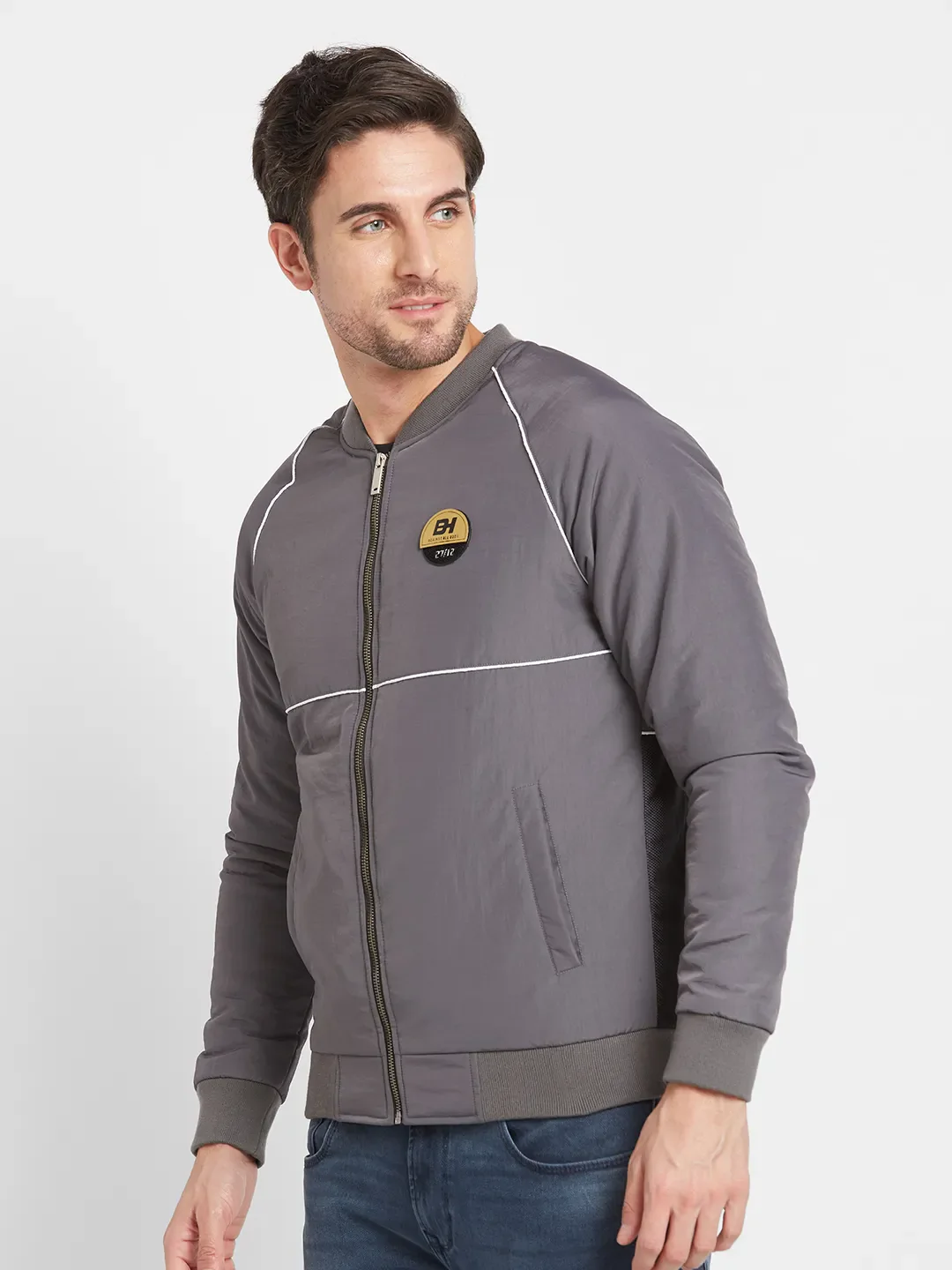 Grey Regular Fit Men's Long Sleeves T-Shirt by Being Human Clothing - Image 4