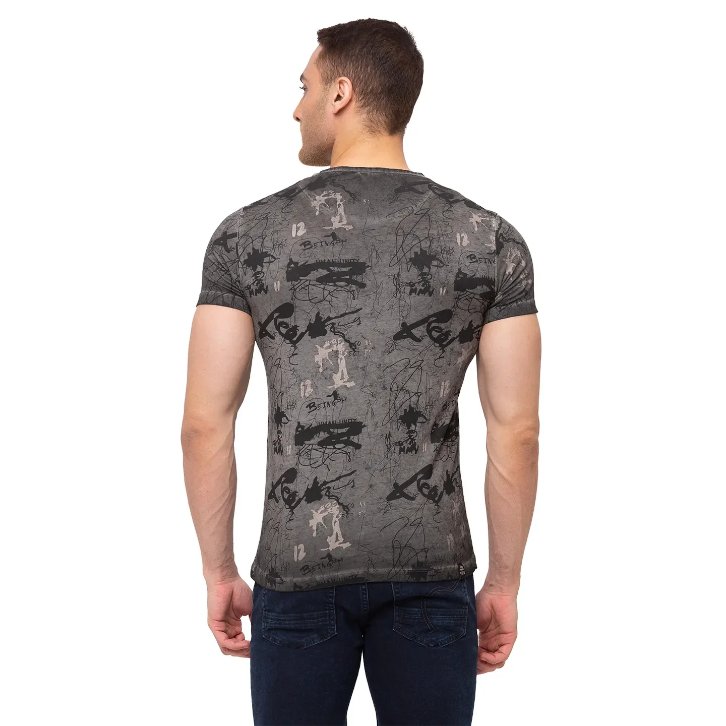 Grey Regular Fit Men's Short Sleeves T-Shirt by Being Human Clothing - Image 3