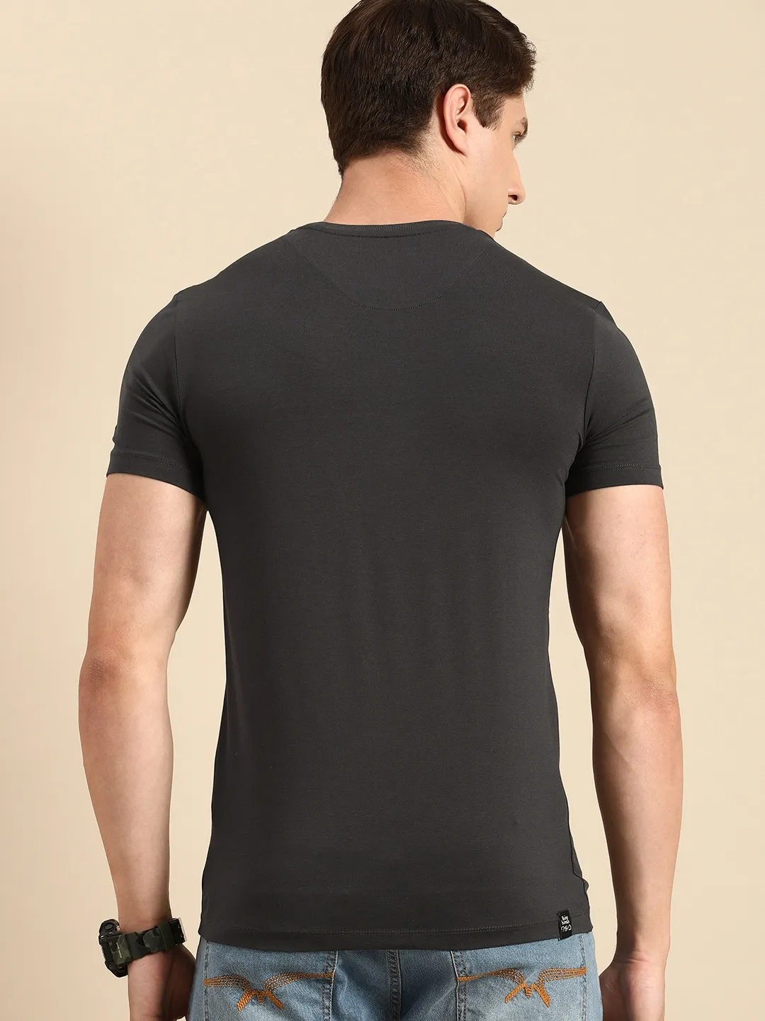 Grey Regular Fit Men's Short Sleeves T-Shirt by Being Human Clothing - Image 3