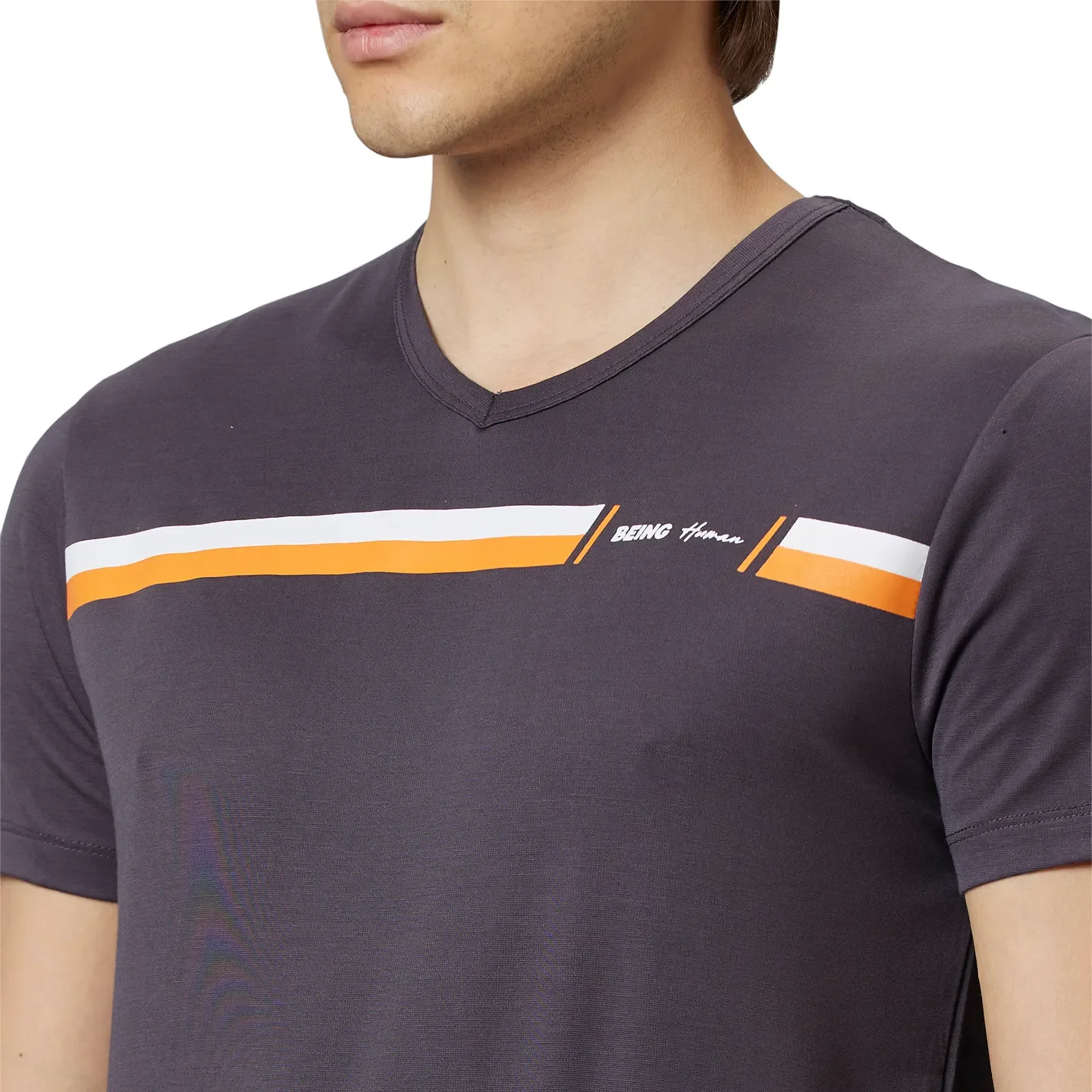Dark Grey Regular Fit Round Neck Men's T-Shirt by Being Human Clothing - Image 4