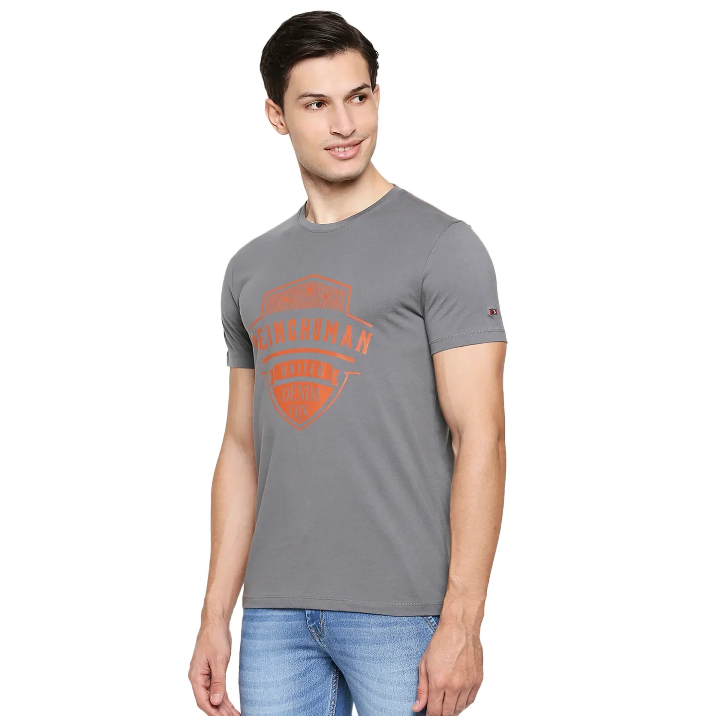 Grey Regular Fit Men's Short Sleeves T-Shirt by Being Human Clothing - Image 2