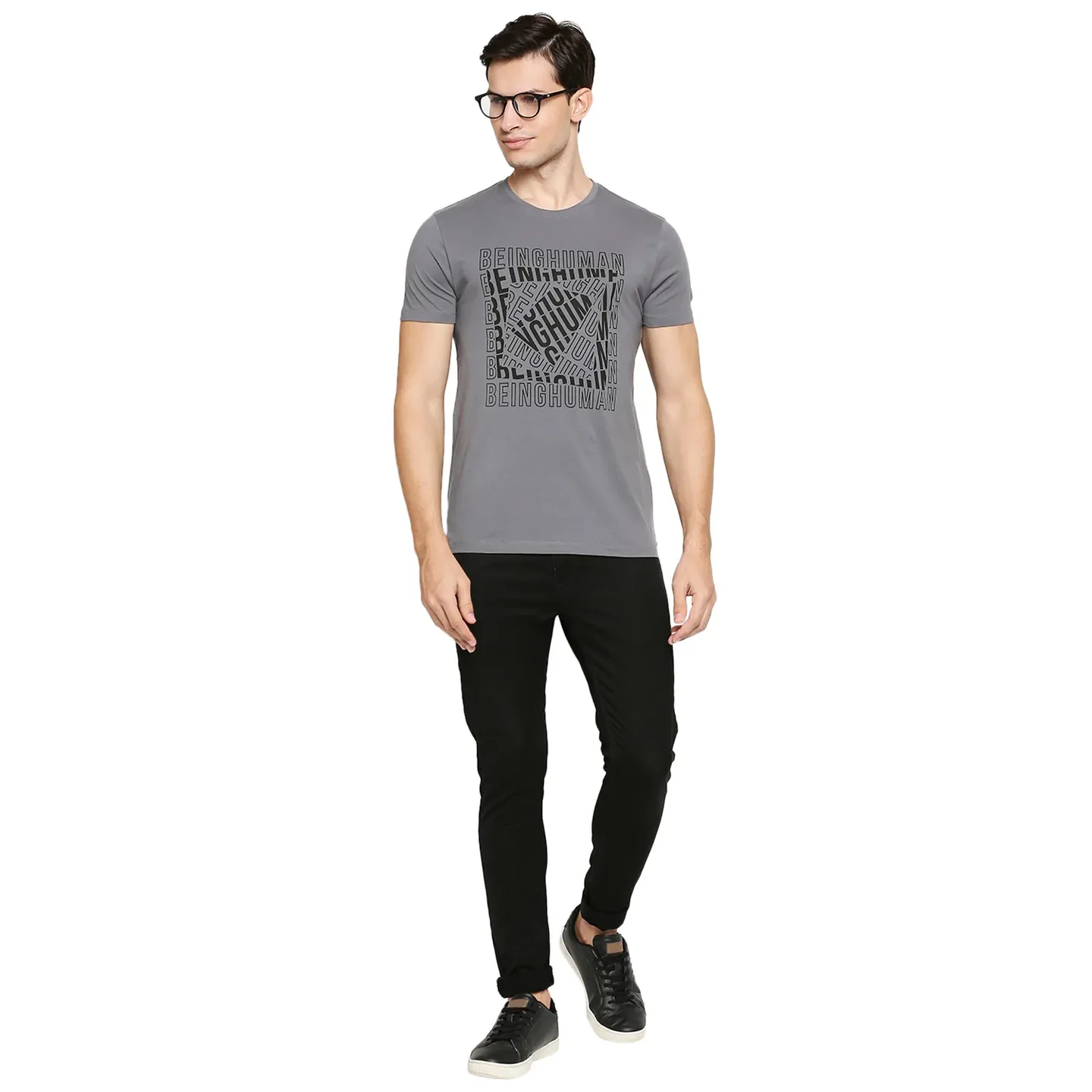 Grey Regular Fit Men's Short Sleeves T-Shirt by Being Human Clothing - Image 6