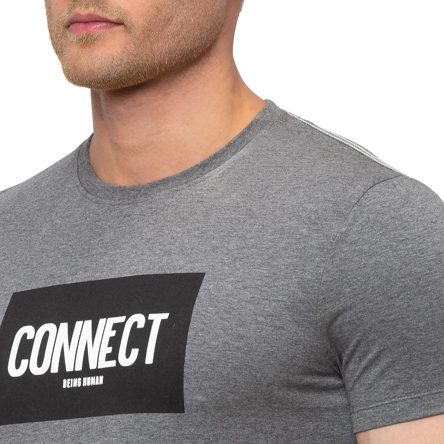 Grey Regular Fit Men's Short Sleeves T-Shirt by Being Human Clothing - Image 3