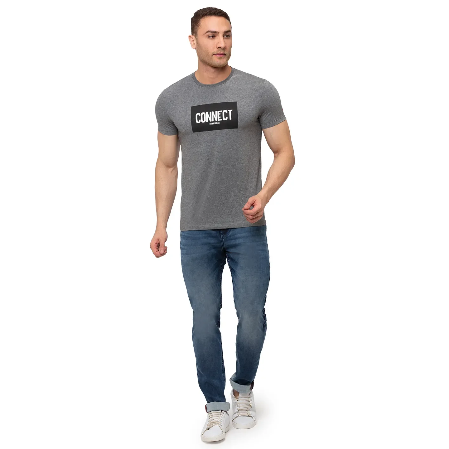 Grey Regular Fit Men's Short Sleeves T-Shirt by Being Human Clothing - Image 5