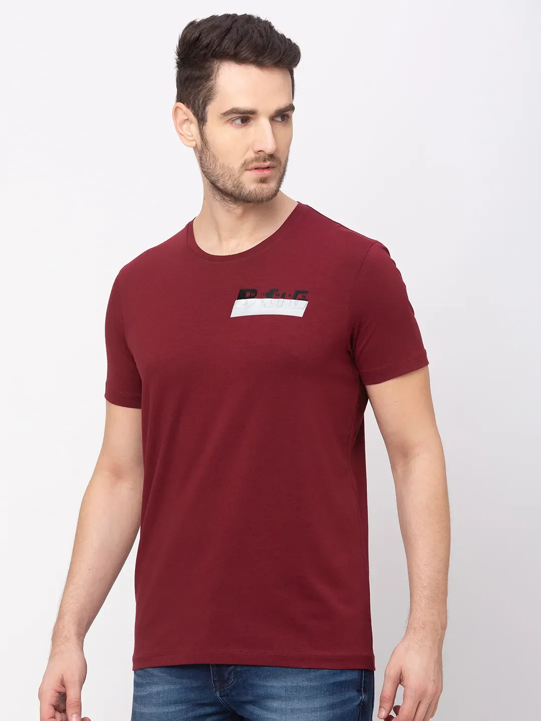 Red Regular Fit Men's Short Sleeves T-Shirt by Being Human Clothing - Image 3