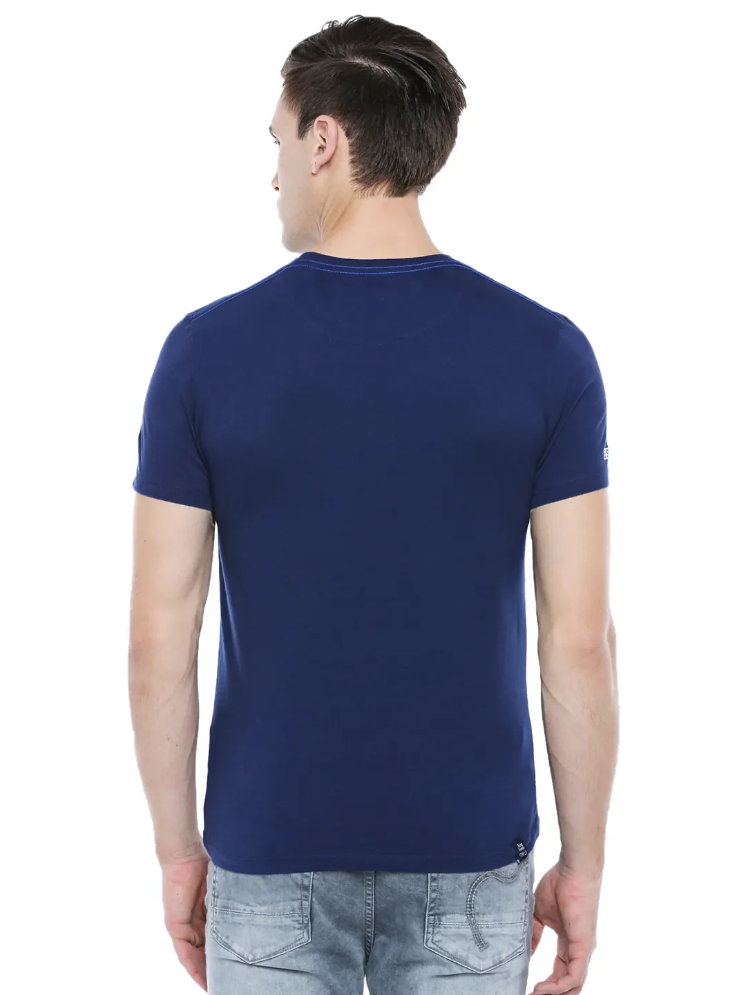 Blue Regular Fit Men's Short Sleeves T-Shirt by Being Human Clothing - Image 4