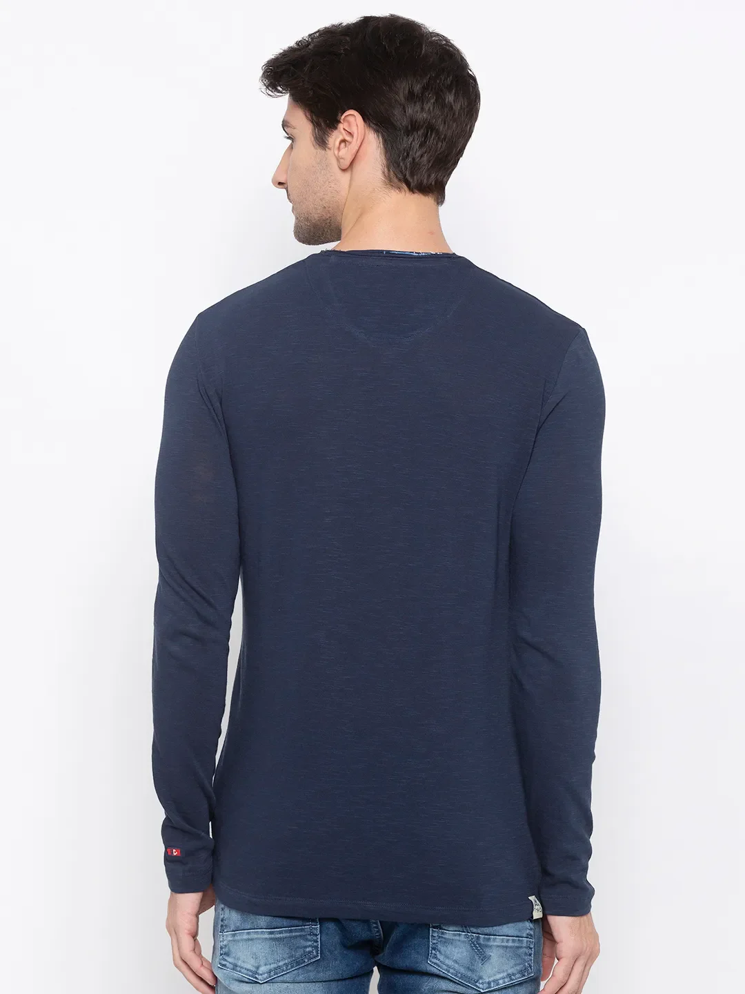 Blue Regular Fit Men's Long Sleeves T-Shirt by Being Human Clothing - Image 3