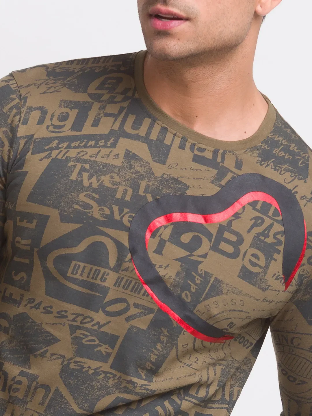 Green Regular Fit Men's Long Sleeves T-Shirt by Being Human Clothing - Image 4