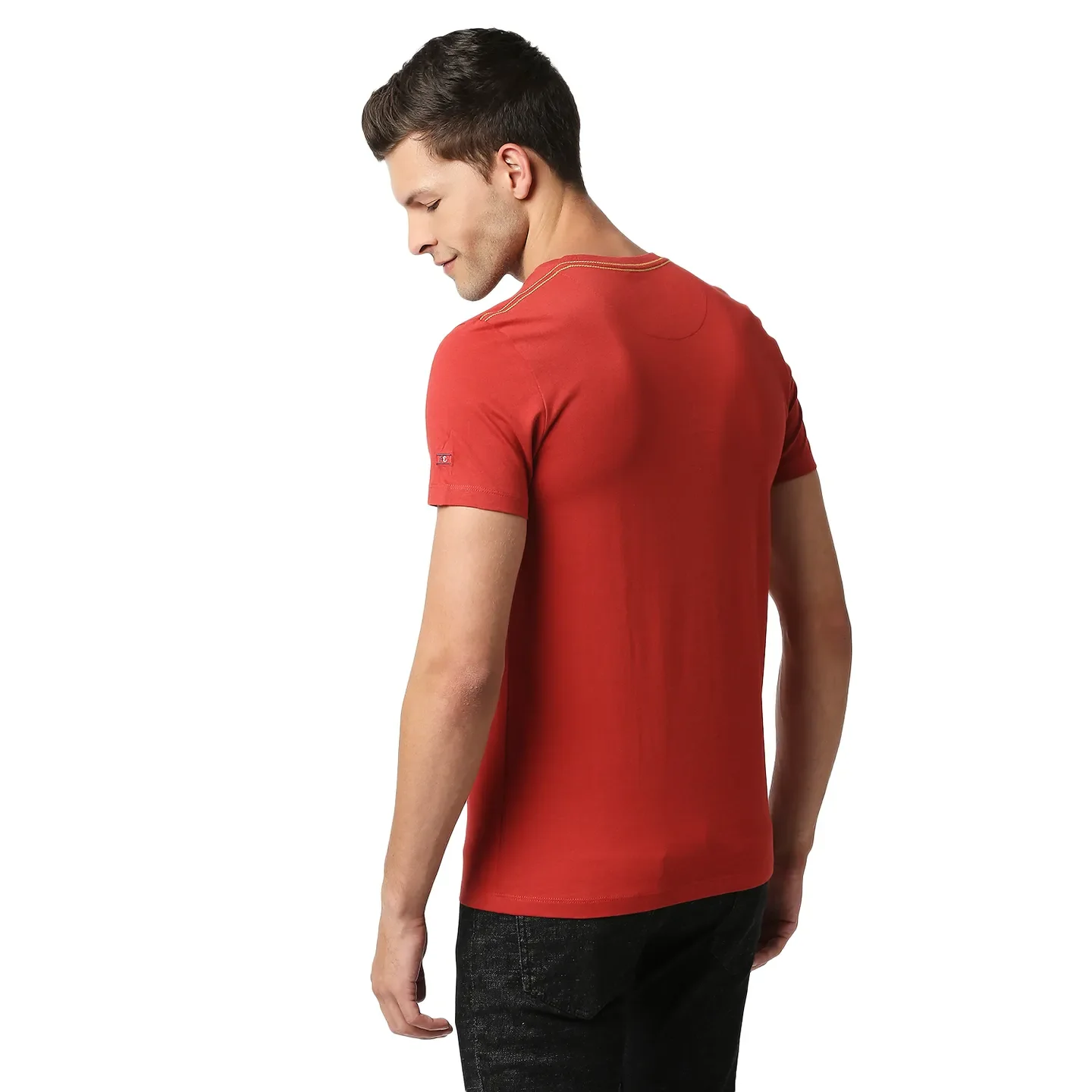 Red Slim Straight Fit Men's Short Sleeves T-Shirt by Being Human Clothing - Image 3