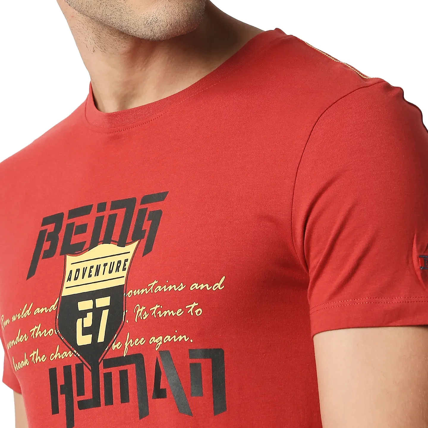 Red Slim Straight Fit Men's Short Sleeves T-Shirt by Being Human Clothing - Image 4