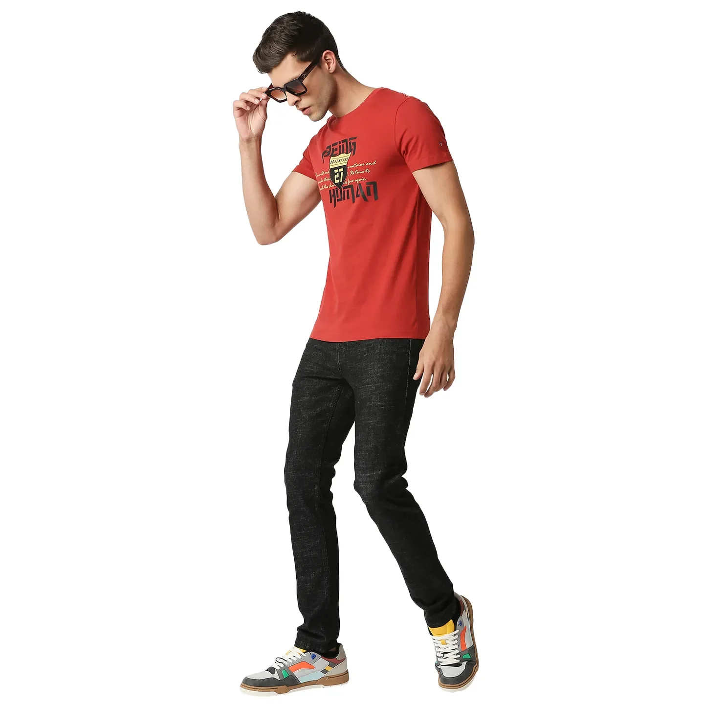 Red Slim Straight Fit Men's Short Sleeves T-Shirt by Being Human Clothing - Image 5