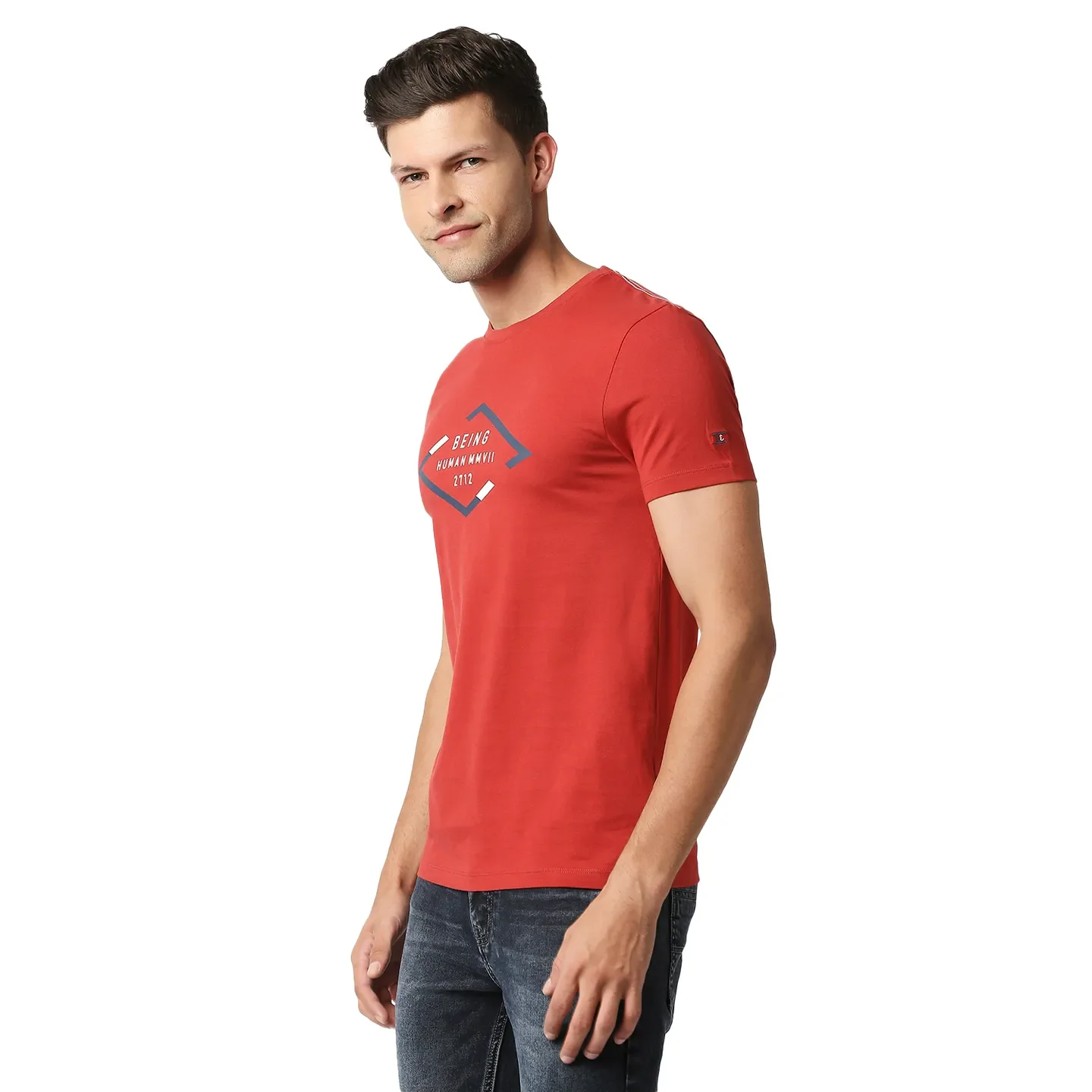 Red Regular Fit Men's Short Sleeves T-Shirt by Being Human Clothing - Image 2