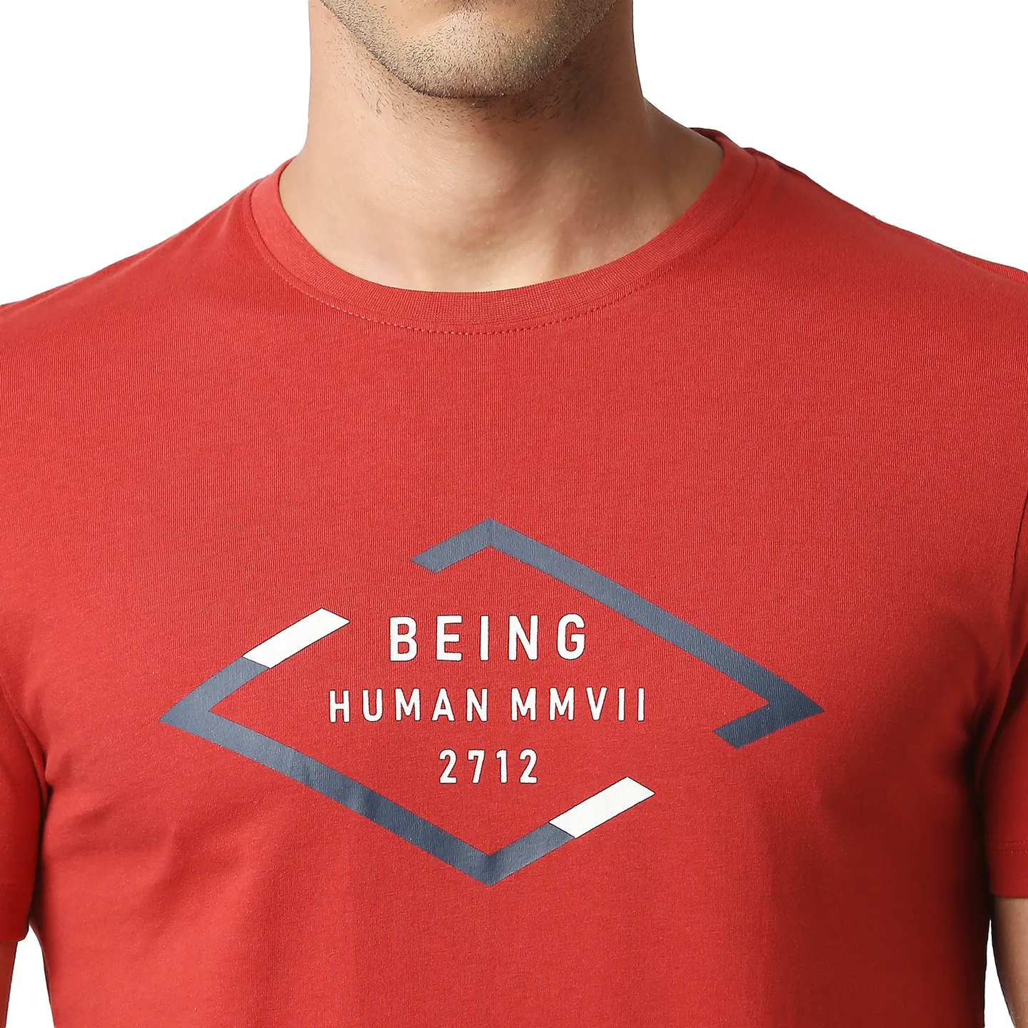 Red Regular Fit Men's Short Sleeves T-Shirt by Being Human Clothing - Image 4