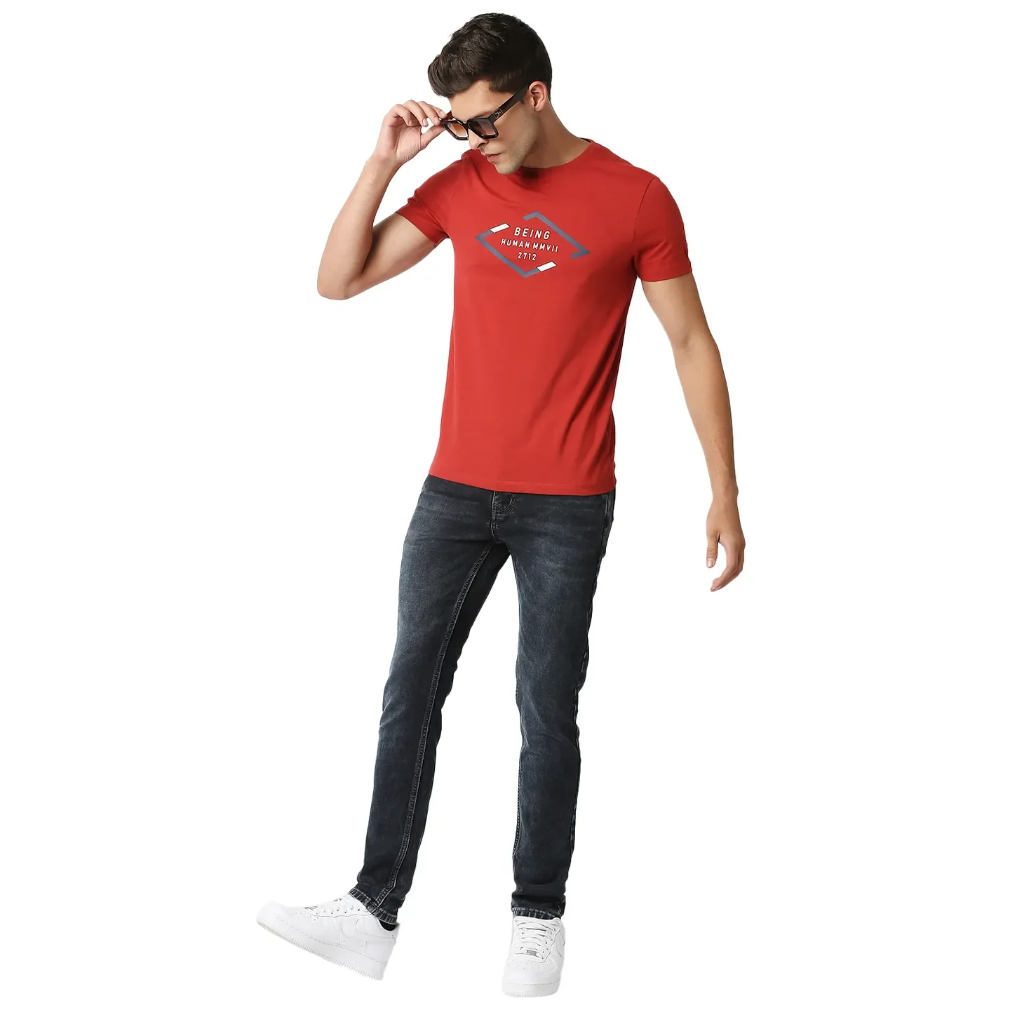 Red Regular Fit Men's Short Sleeves T-Shirt by Being Human Clothing - Image 5