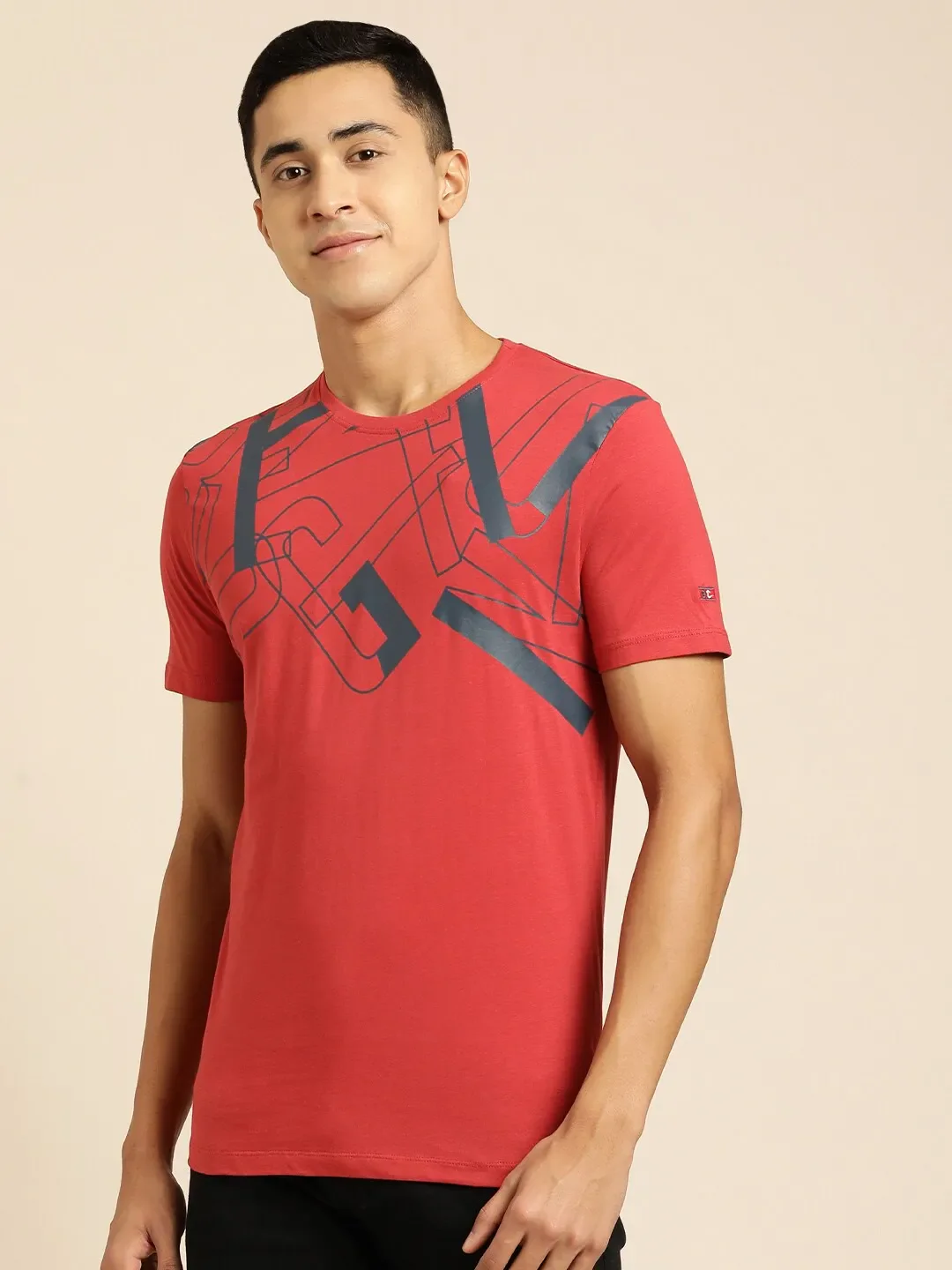 Red Regular Fit Men's Short Sleeves T-Shirt by Being Human Clothing