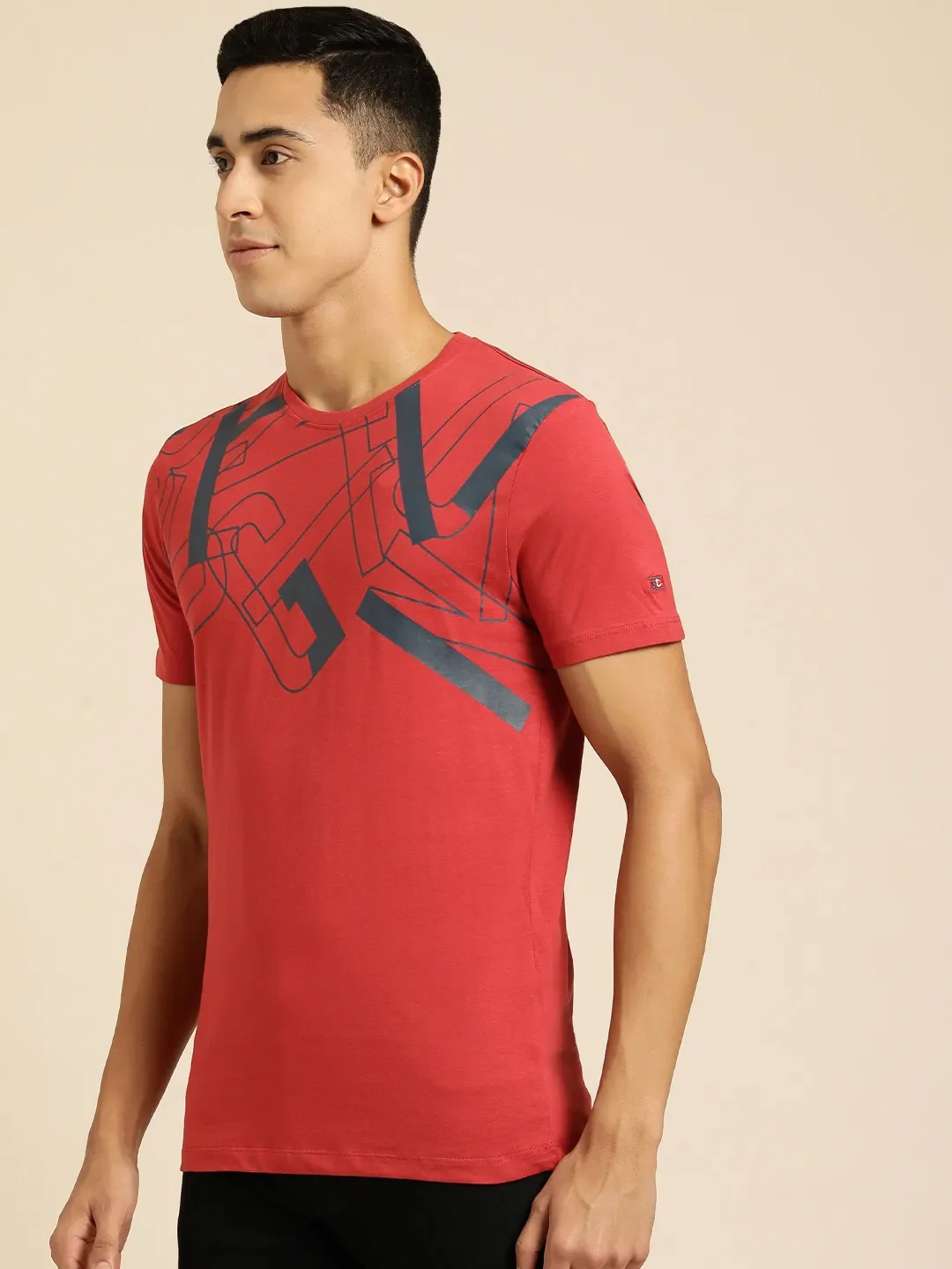 Red Regular Fit Men's Short Sleeves T-Shirt by Being Human Clothing - Image 2