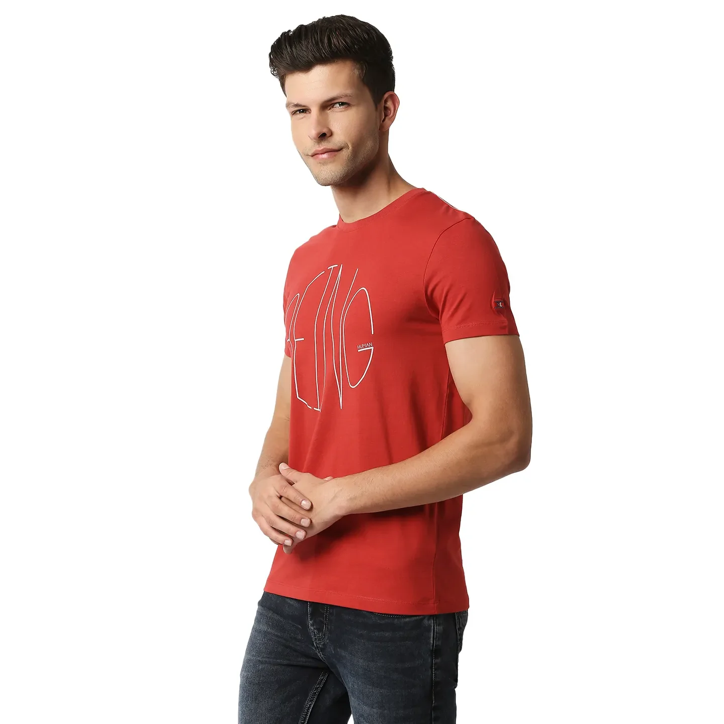 Red Regular Fit Men's Short Sleeves T-Shirt by Being Human Clothing - Image 2
