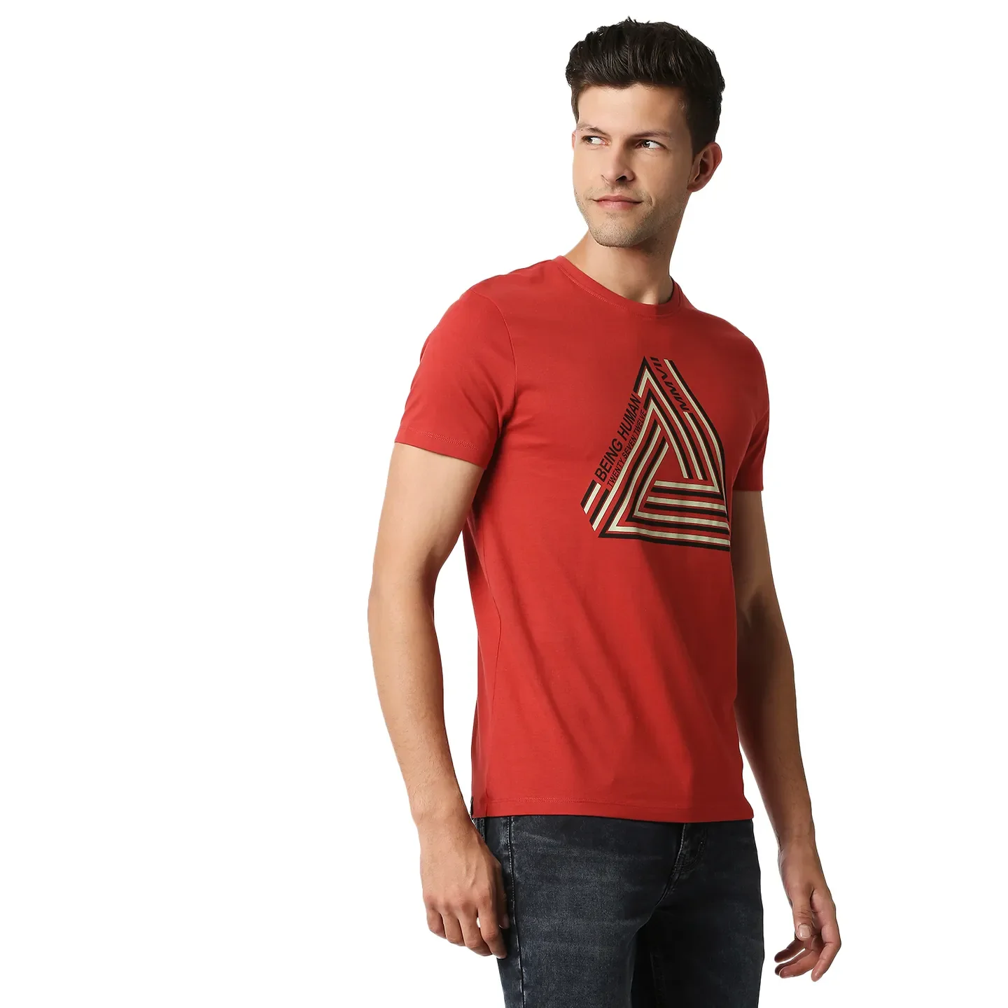 Red Regular Fit Men's Short Sleeves T-Shirt by Being Human Clothing - Image 3