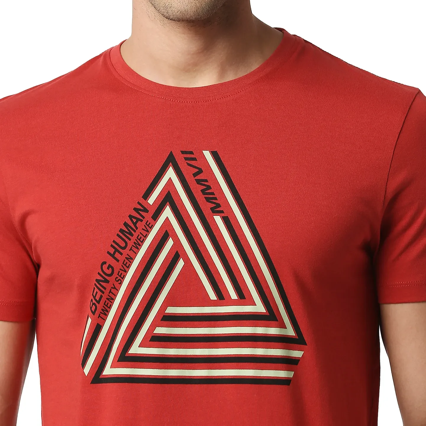 Red Regular Fit Men's Short Sleeves T-Shirt by Being Human Clothing - Image 5