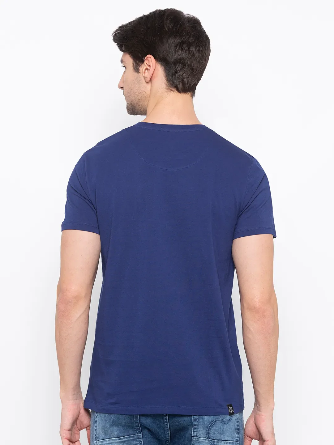 Blue Regular Fit Men's Short Sleeves T-Shirt by Being Human Clothing - Image 3