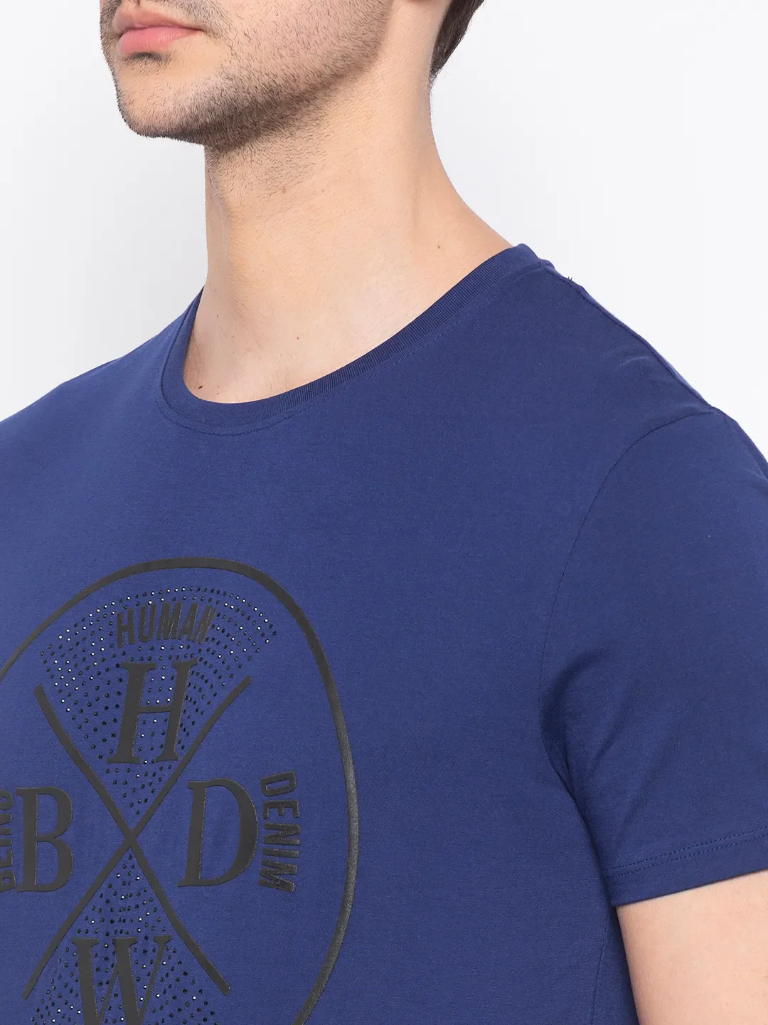 Blue Regular Fit Men's Short Sleeves T-Shirt by Being Human Clothing - Image 4