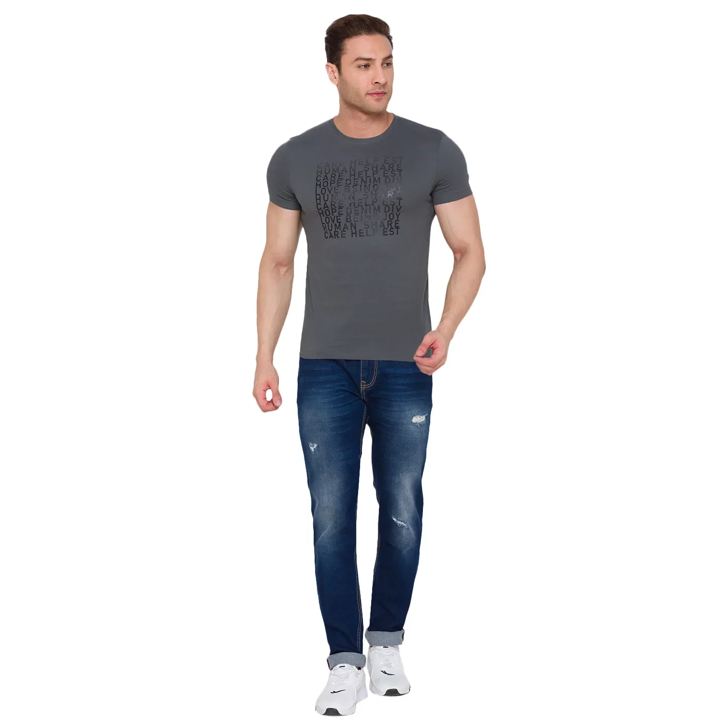Grey Regular Fit Men's Short Sleeves T-Shirt by Being Human Clothing - Image 2