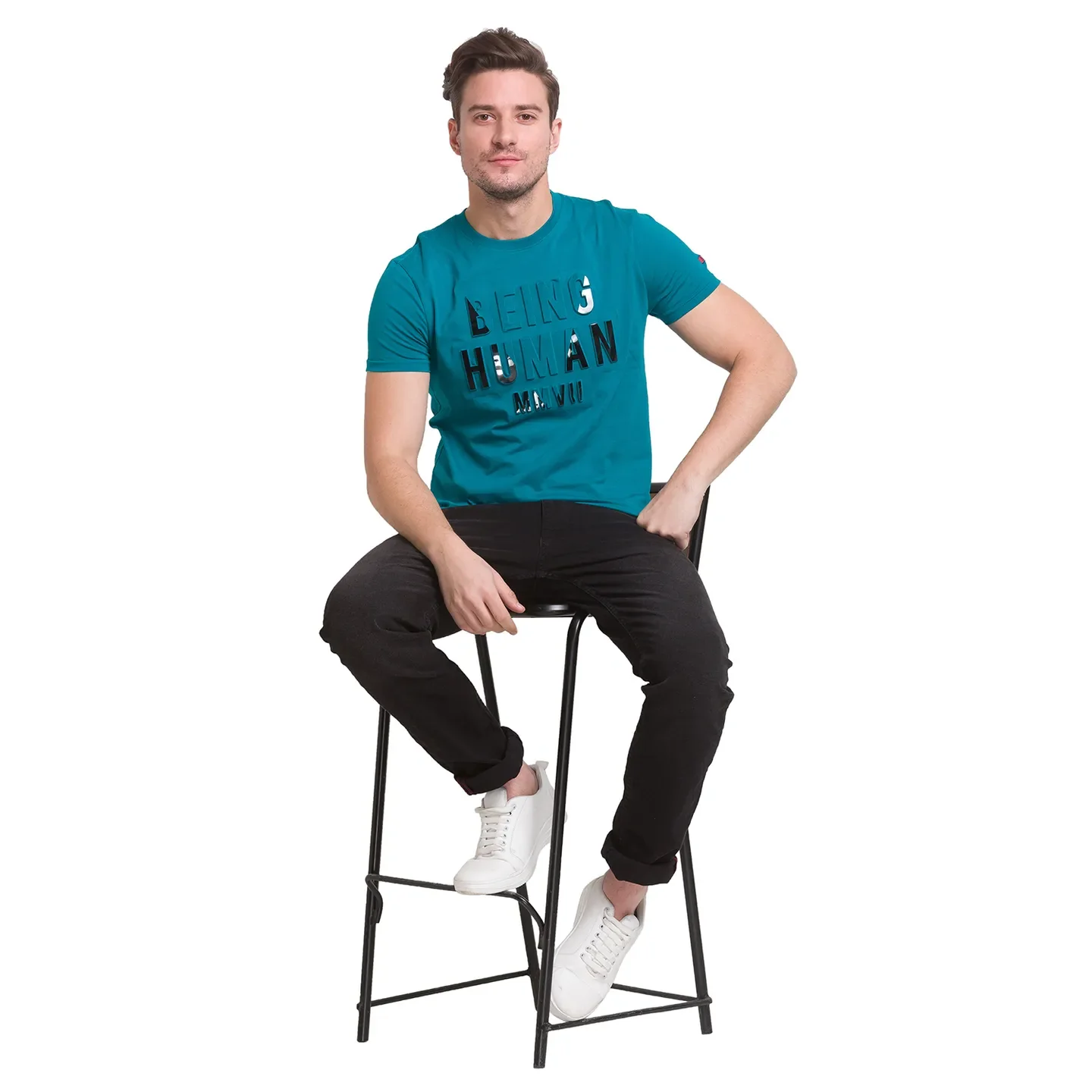 Blue Regular Fit Men's Short Sleeves T-Shirt by Being Human Clothing - Image 8