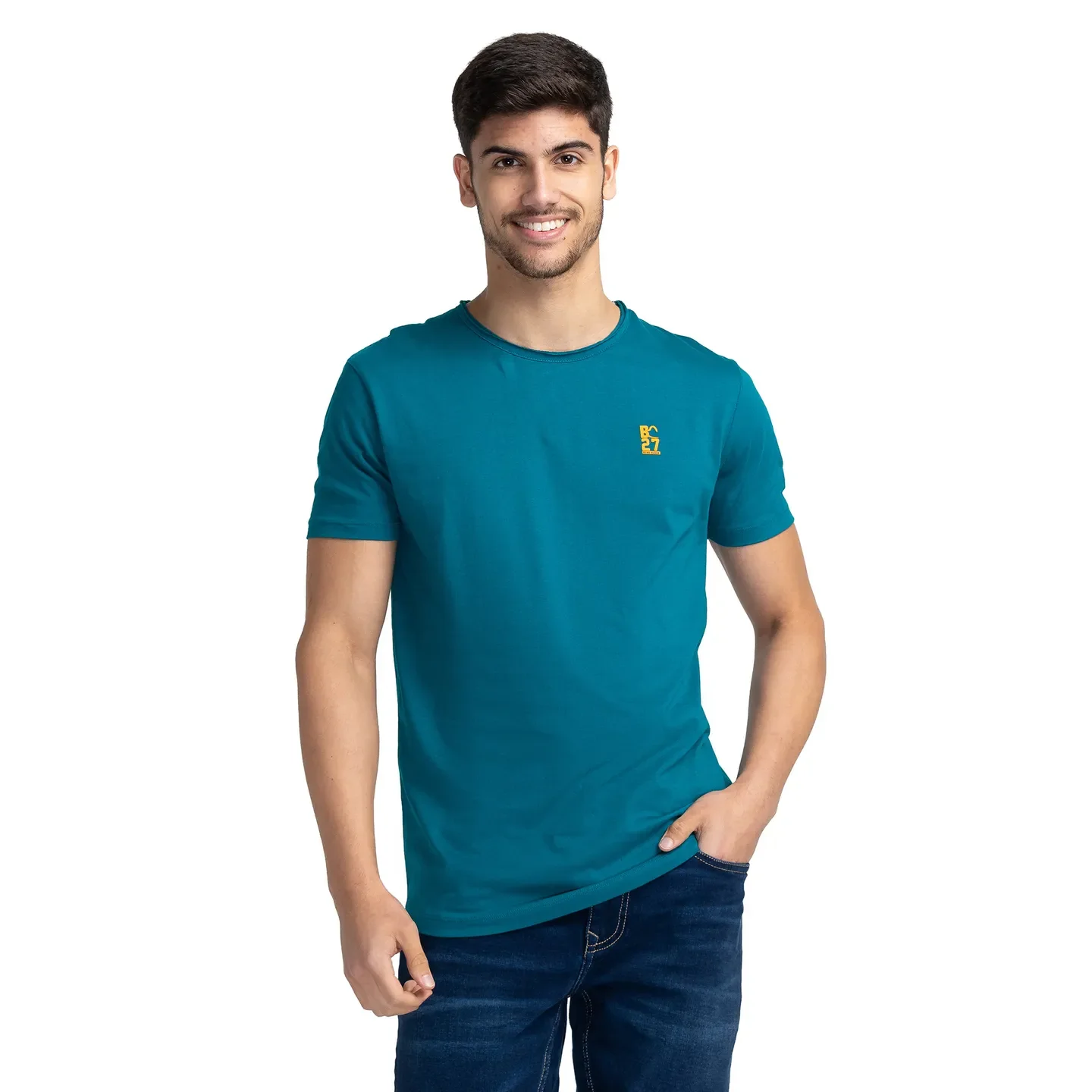 Dark Teal Regular Fit Round Neck Men's T-Shirt by Being Human Clothing