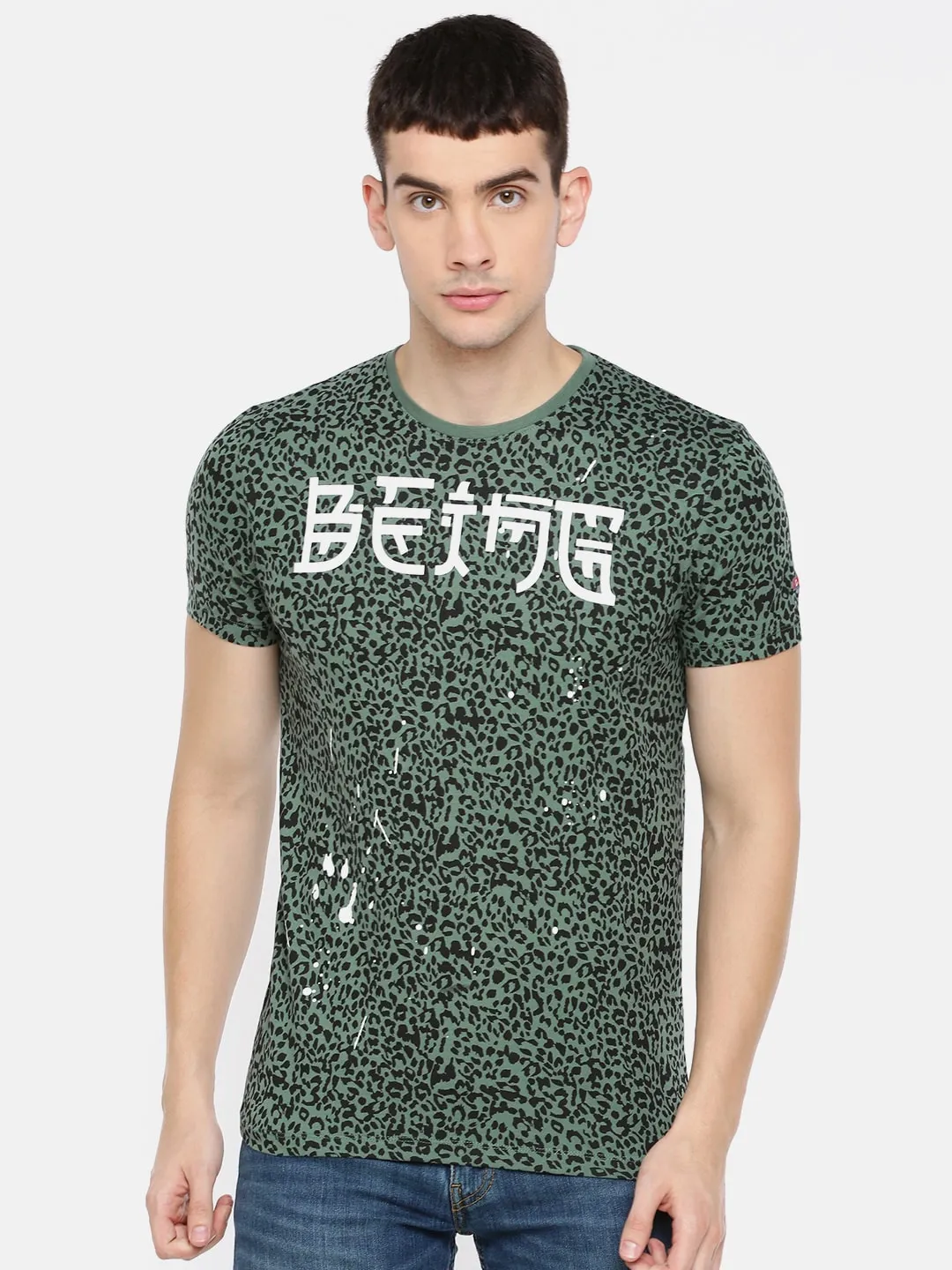 Green Regular Fit Men's Short Sleeves T-Shirt by Being Human Clothing
