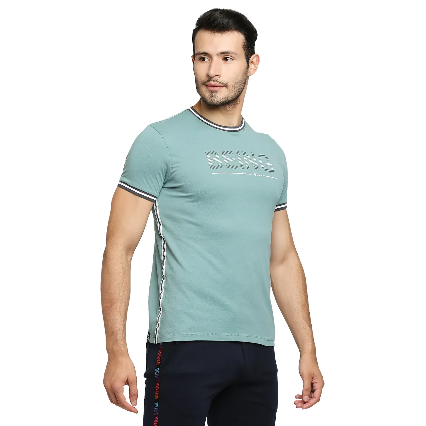 Dusty Green Regular Fit Round Neck Men's T-Shirt by Being Human Clothing - Image 2