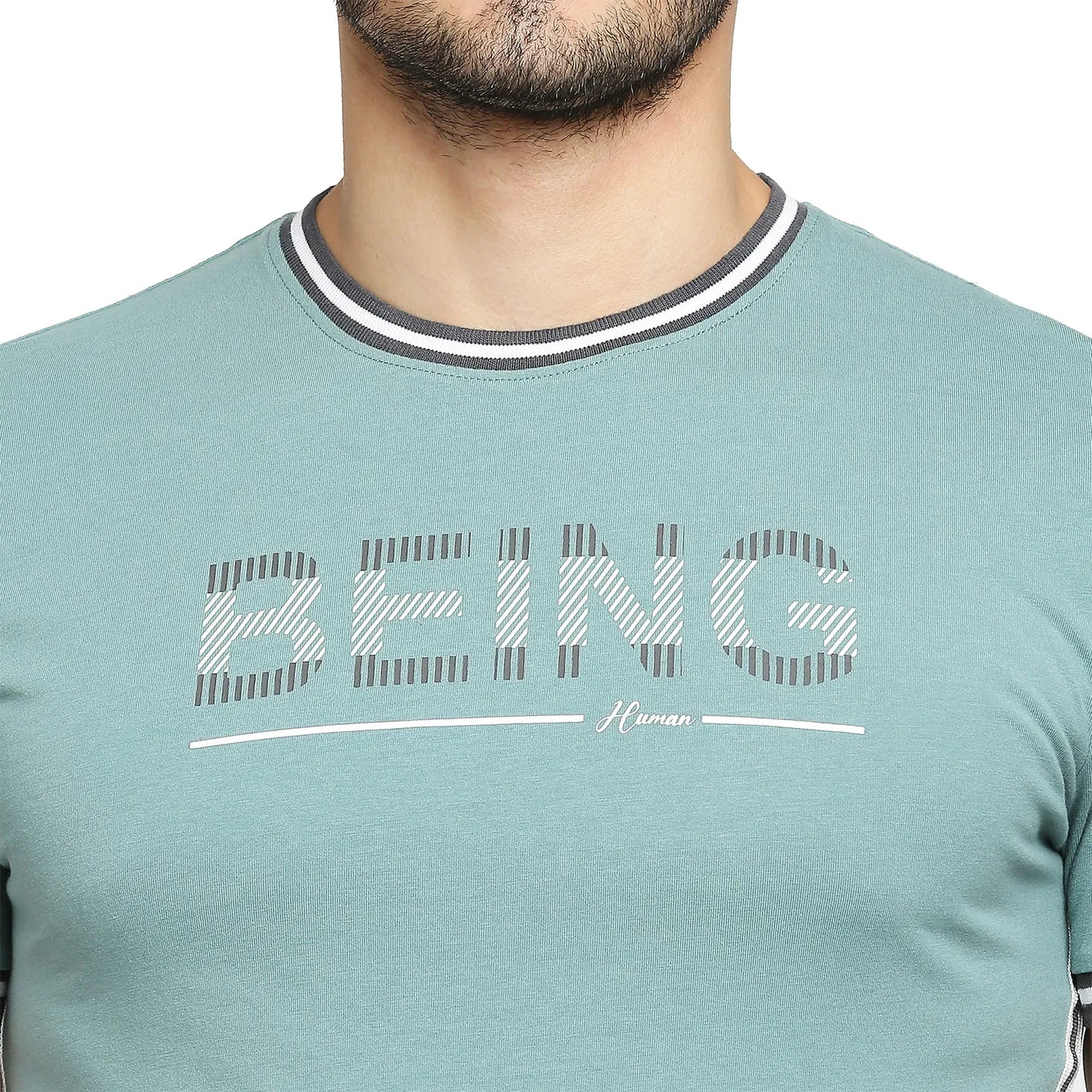 Dusty Green Regular Fit Round Neck Men's T-Shirt by Being Human Clothing - Image 5