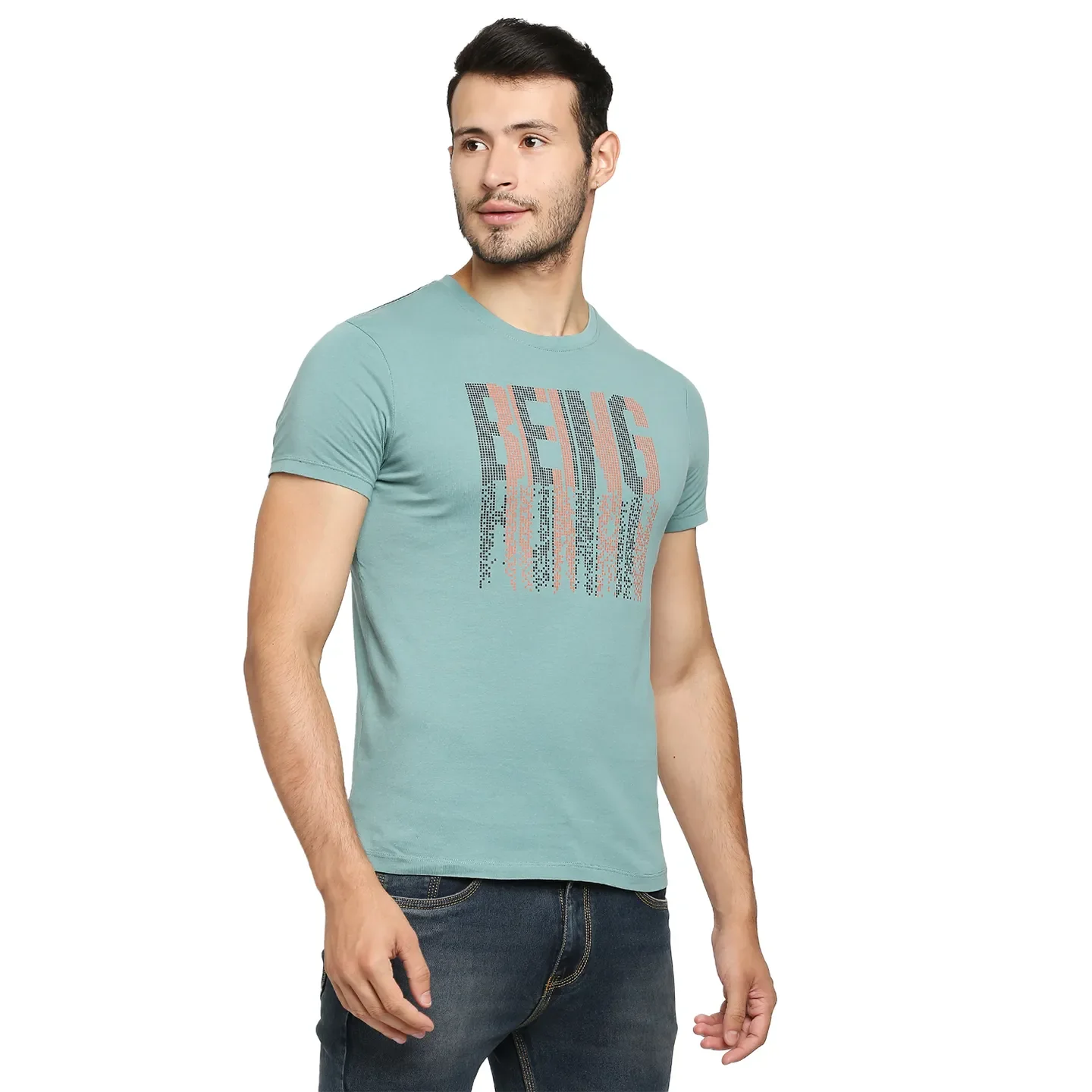 Green Regular Fit Men's Short Sleeves T-Shirt by Being Human Clothing - Image 3