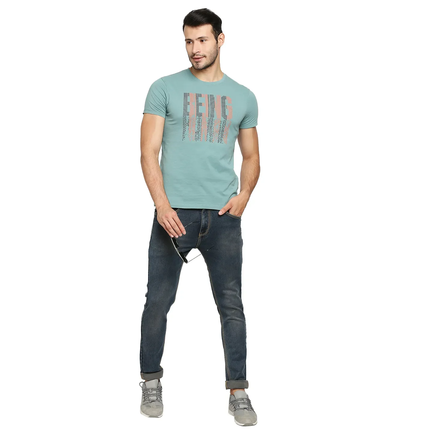 Green Regular Fit Men's Short Sleeves T-Shirt by Being Human Clothing - Image 6