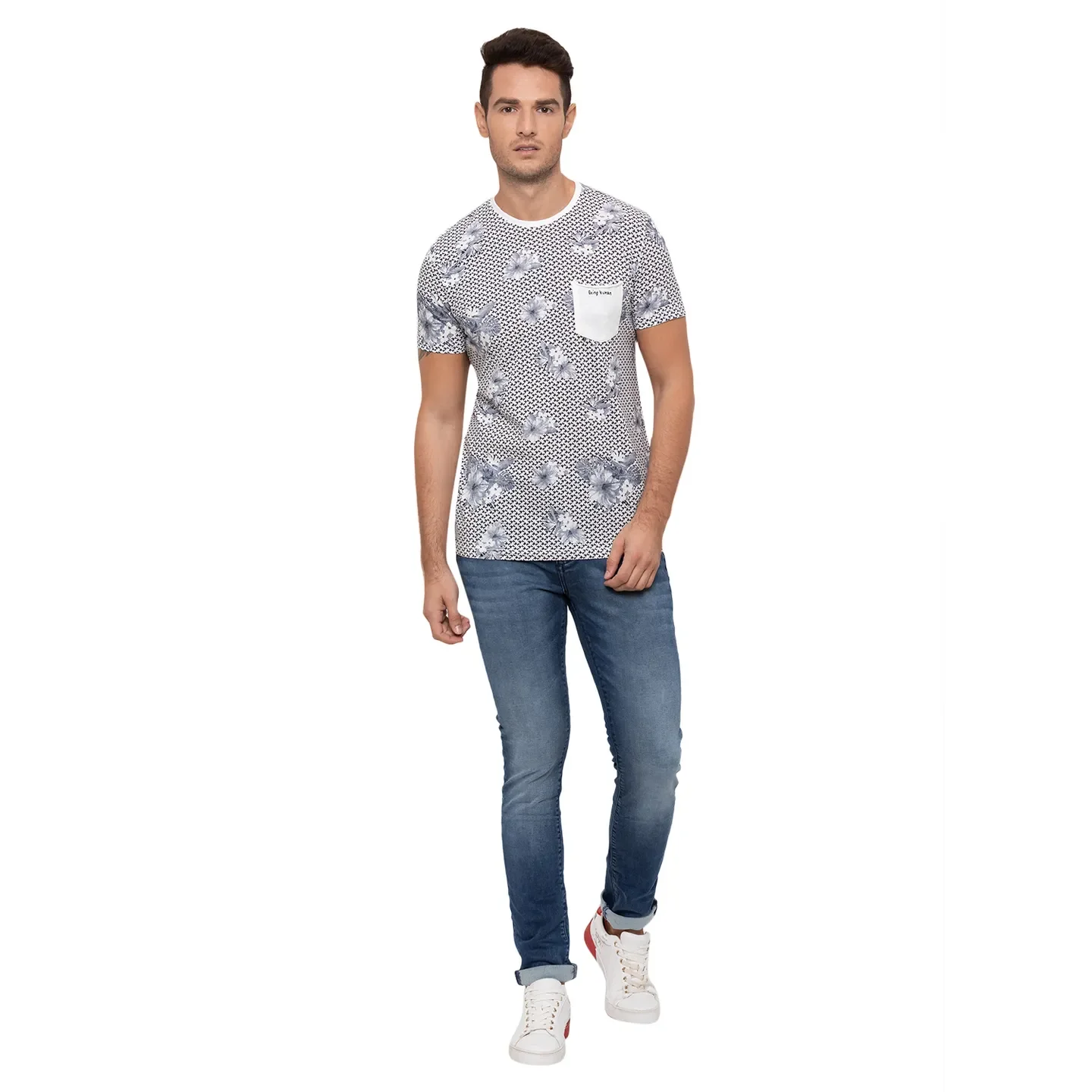 Beige Regular Fit Men's Short Sleeves T-Shirt by Being Human Clothing - Image 2