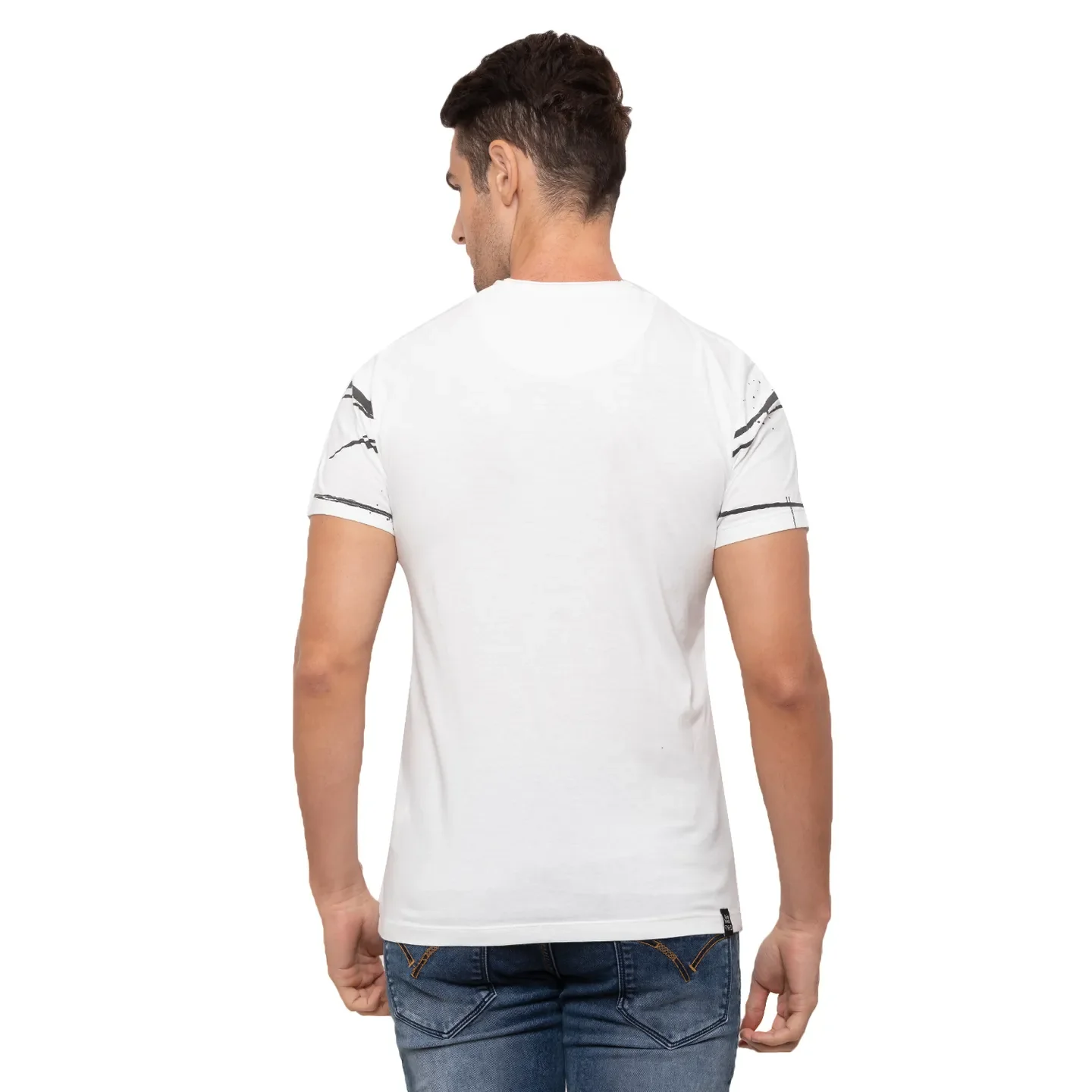 Beige Regular Fit Men's Short Sleeves T-Shirt by Being Human Clothing - Image 3