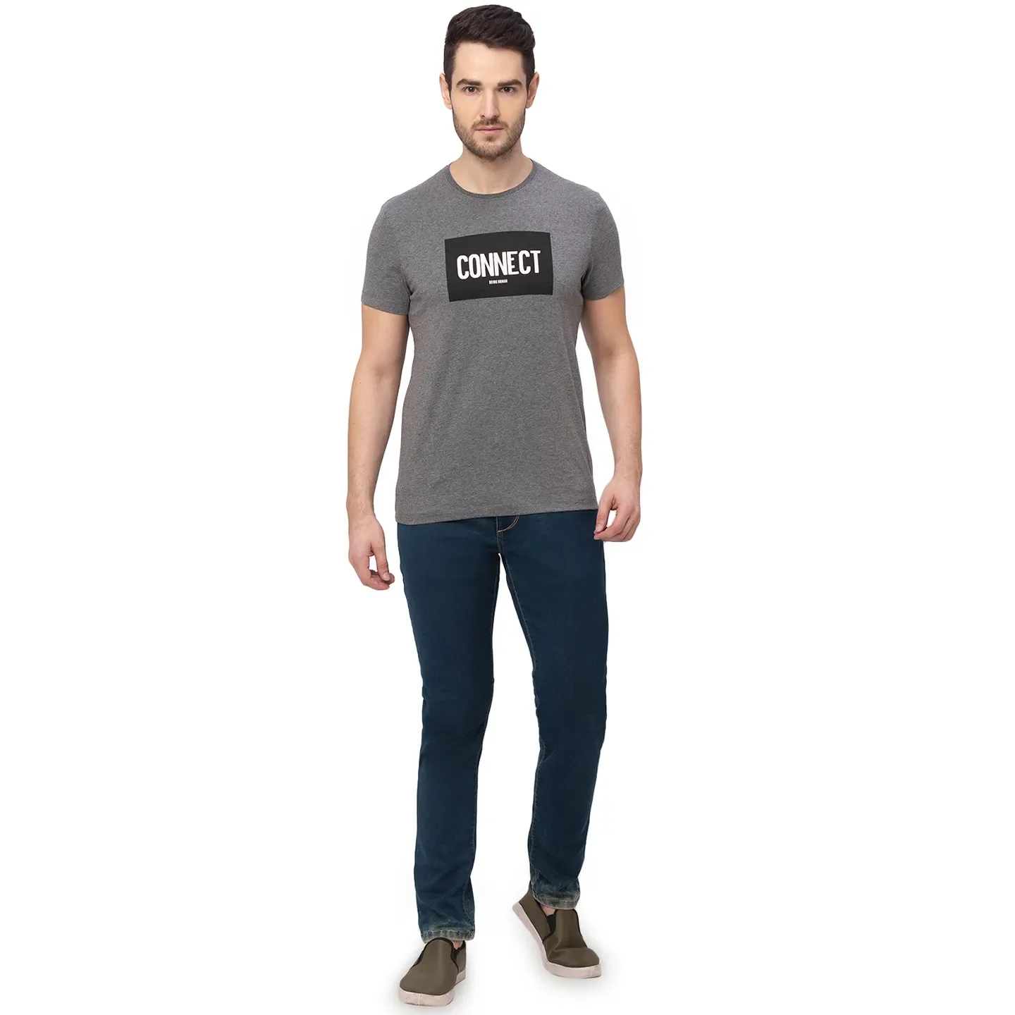 Grey Regular Fit Men's Short Sleeves T-Shirt by Being Human Clothing - Image 5